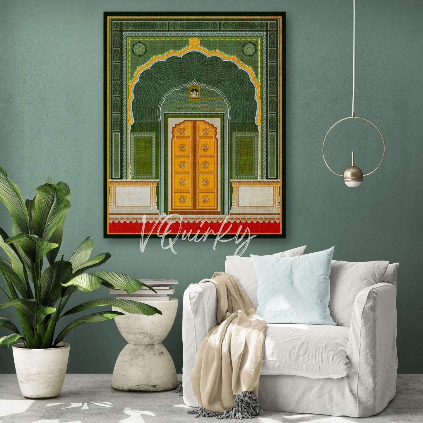 Jaipur Green Door Canvas Painting