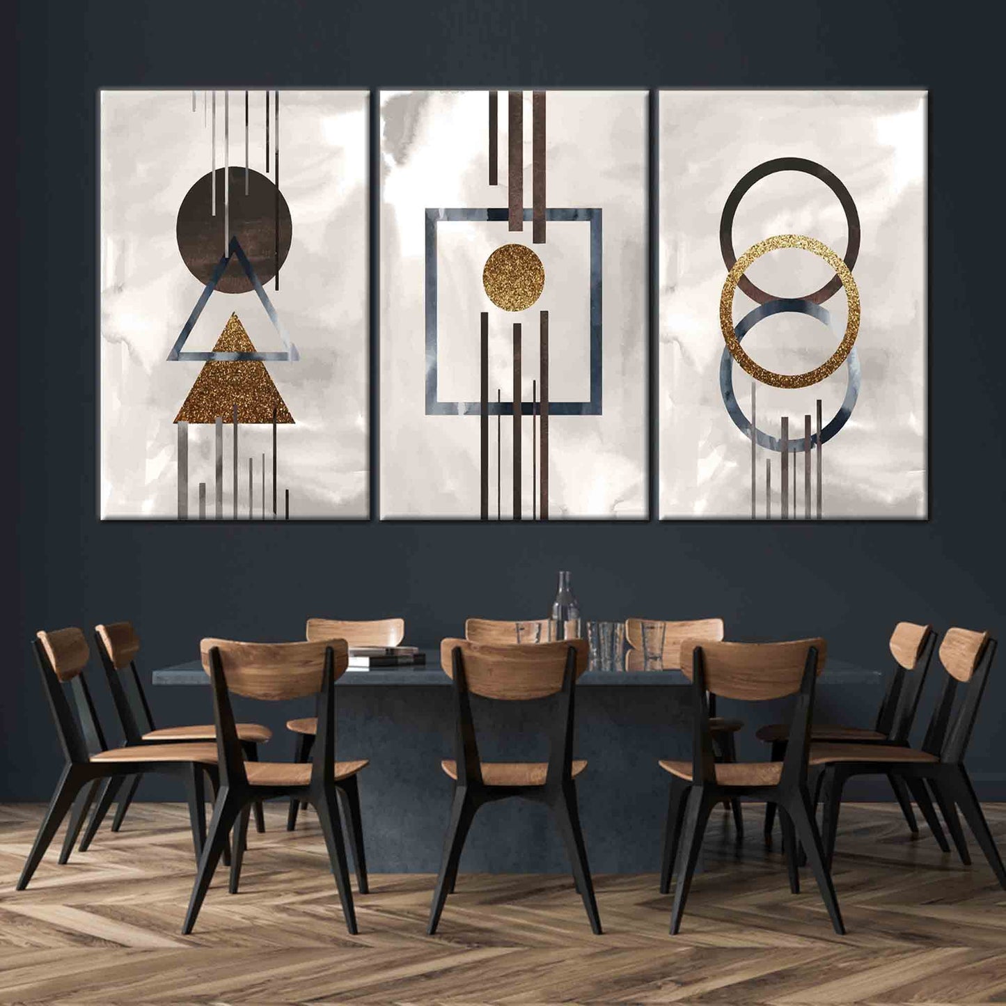 Geometric Boho - Set Of 3 Canvas Painting