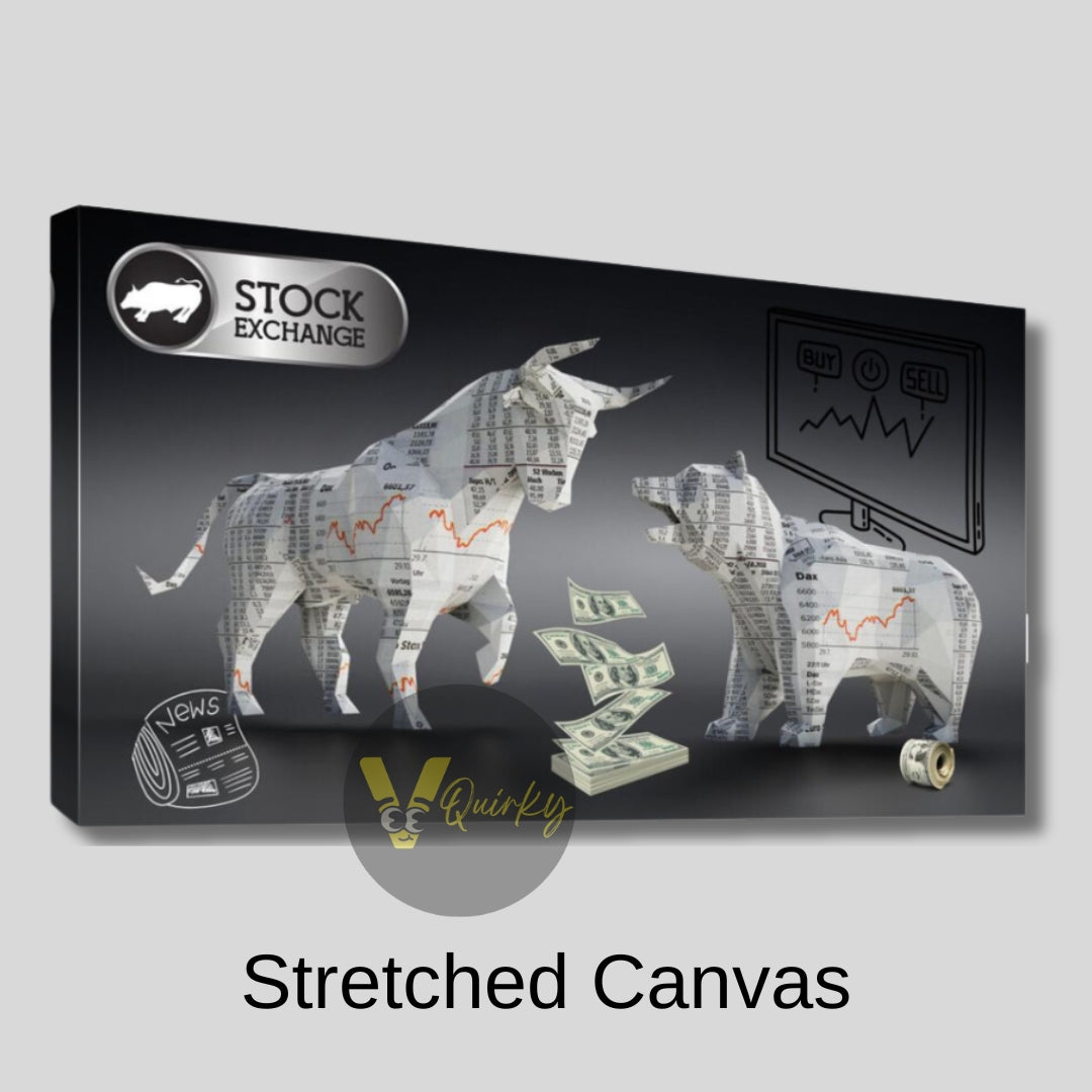 Bear And Bull H3 Stock Market Canvas Painting