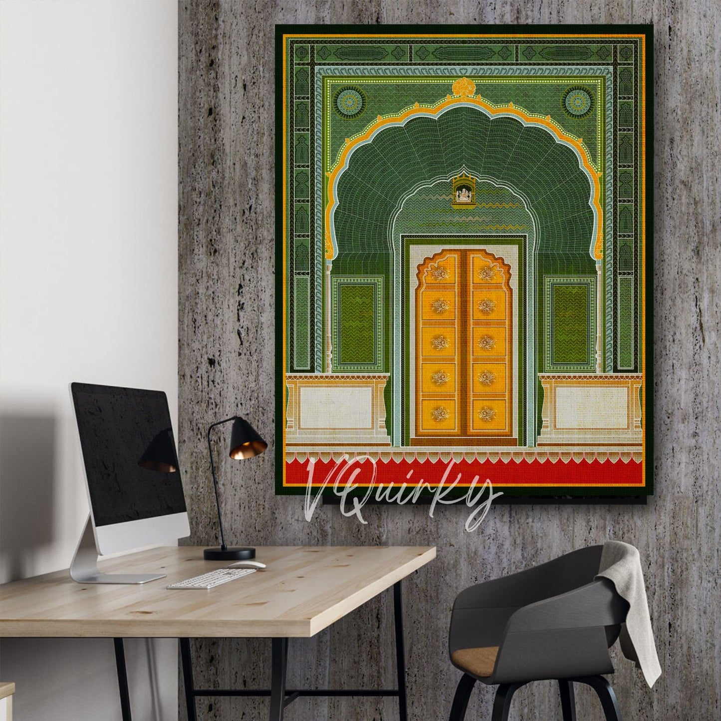 Jaipur Green Door Canvas Painting