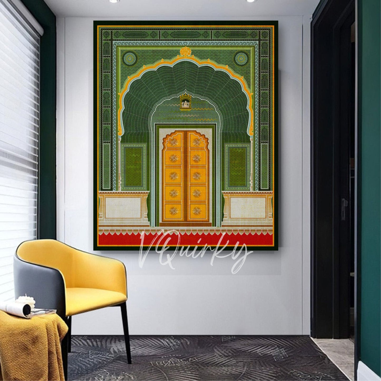 Jaipur Green Door Canvas Painting
