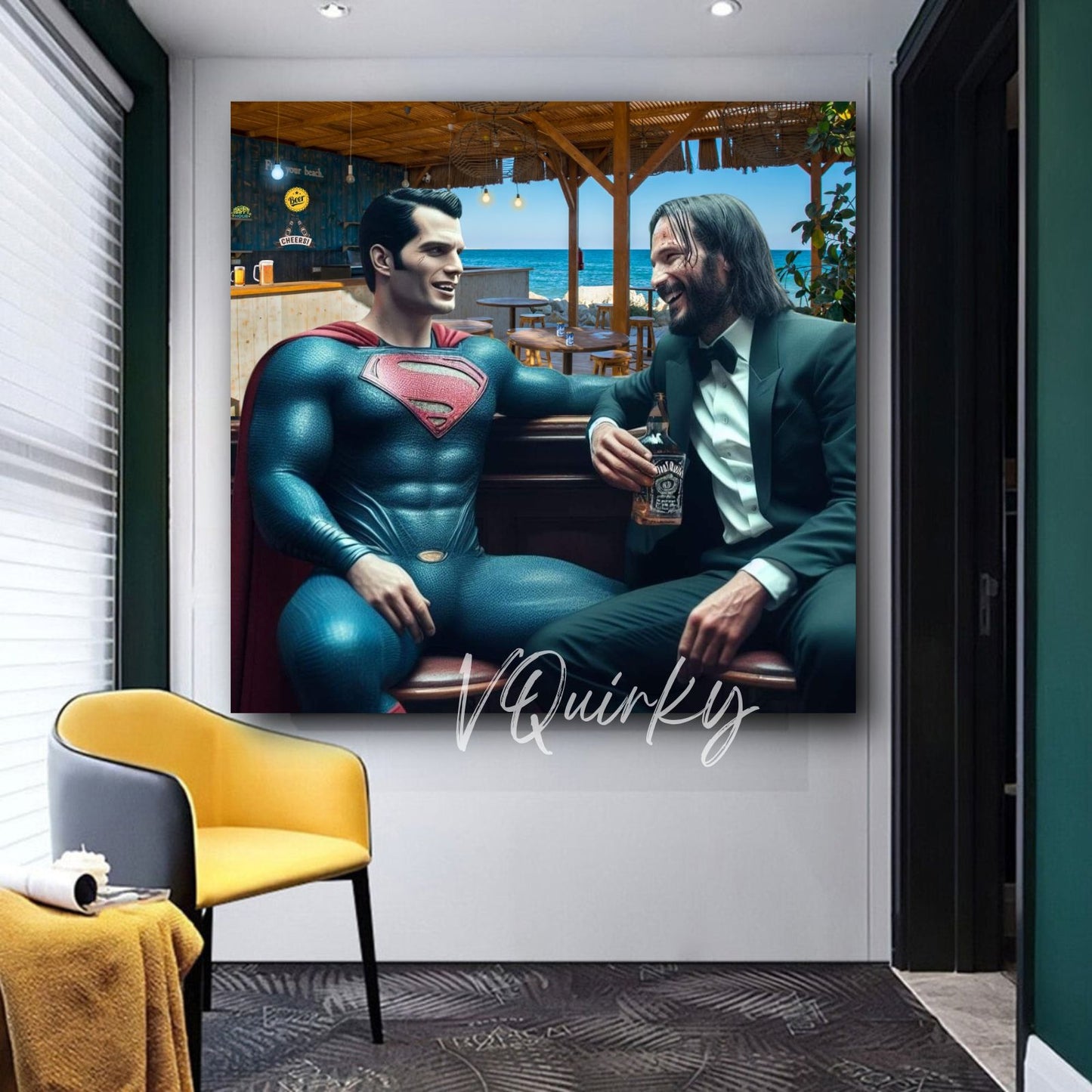 Henry Cavill & Keanu Reeves (Superman with John Wick) Canvas Painting