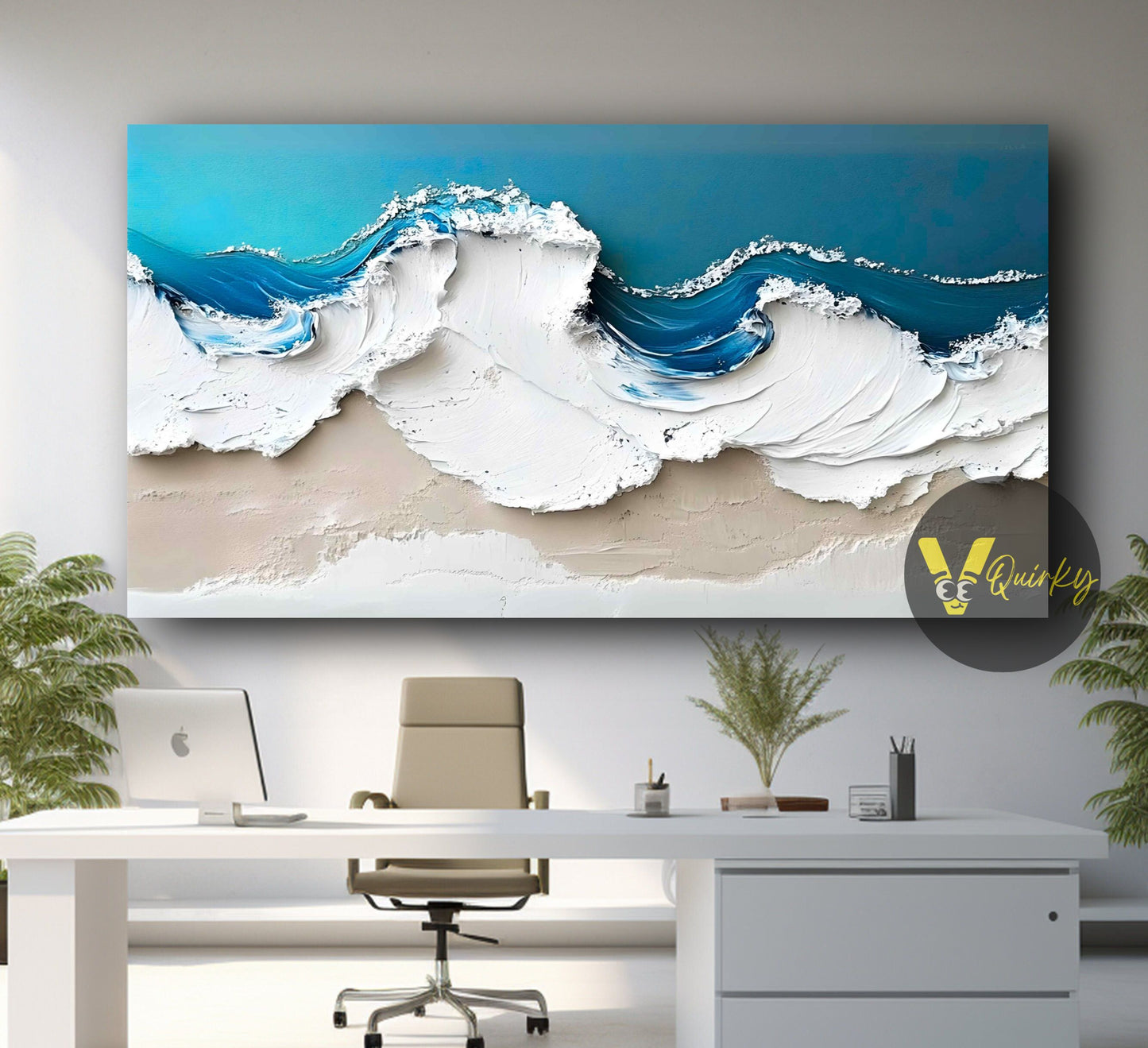 Abstract 3d Ocean Waves Nature Canvas Painting