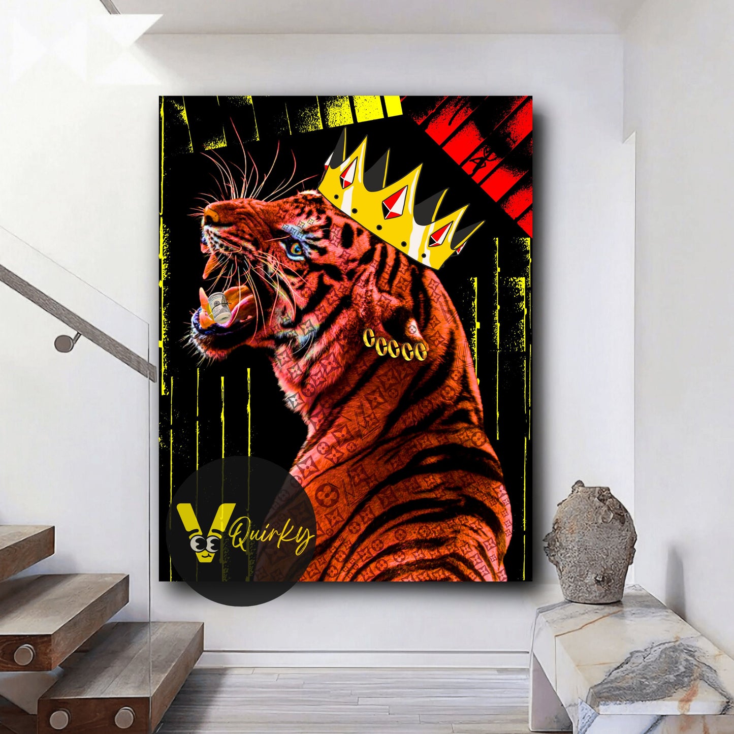Money Mafia King Tiger Canvas Painting