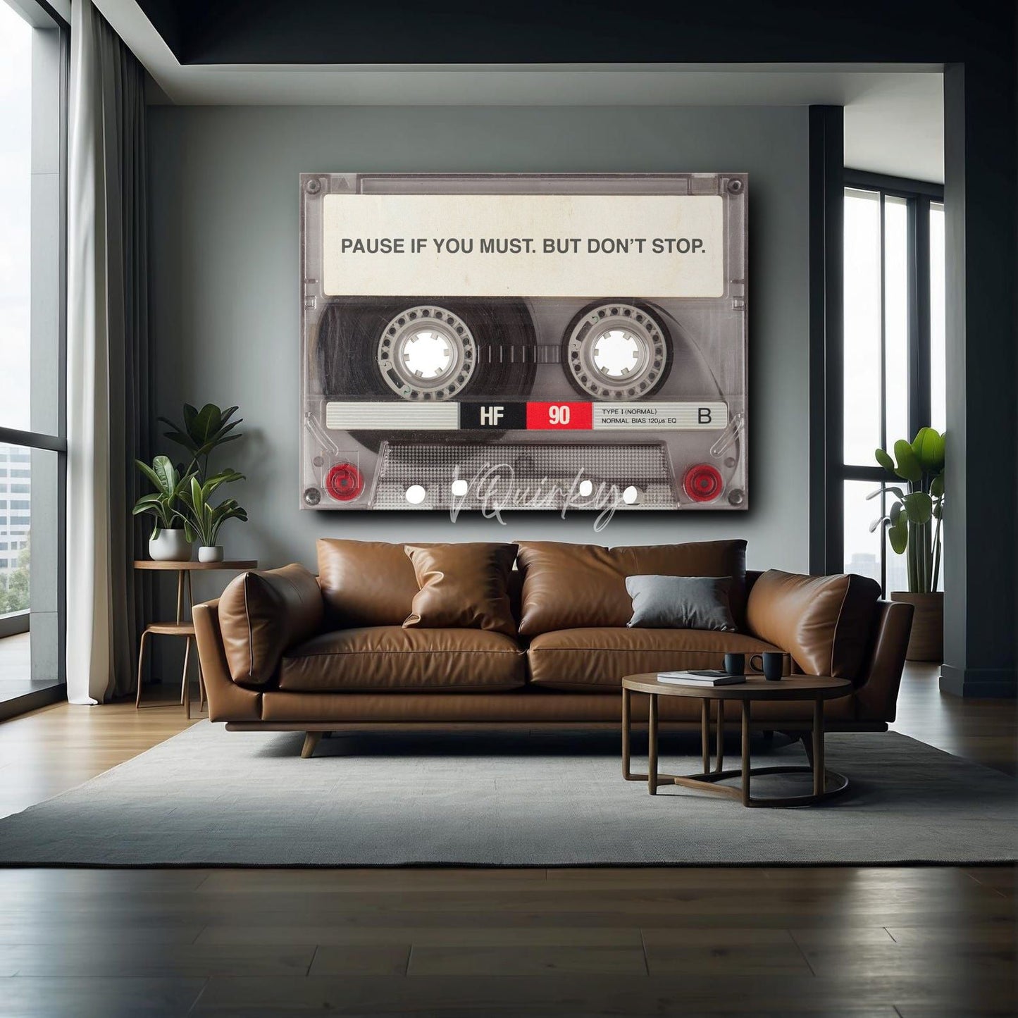 Pause if you Must Cassette Tape Canvas Painting