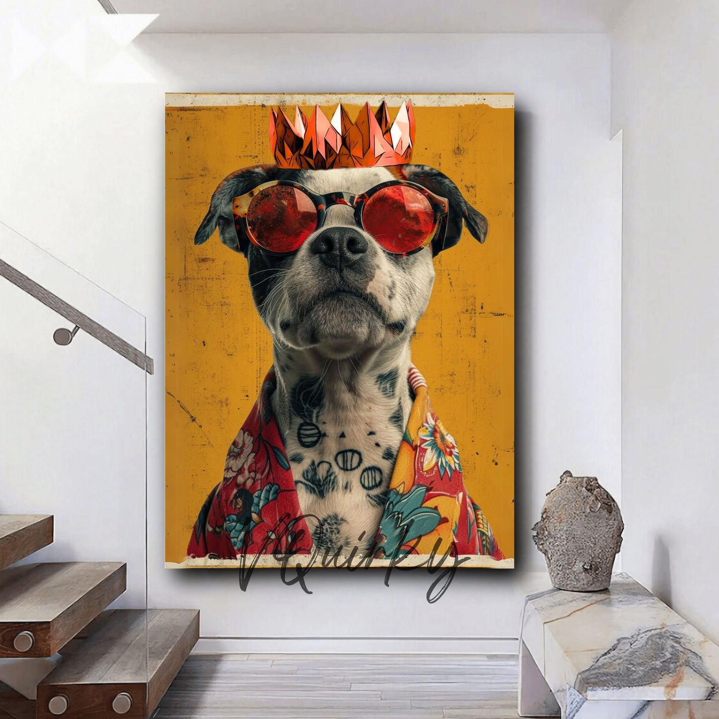 King Rocky Dog Canvas Painting