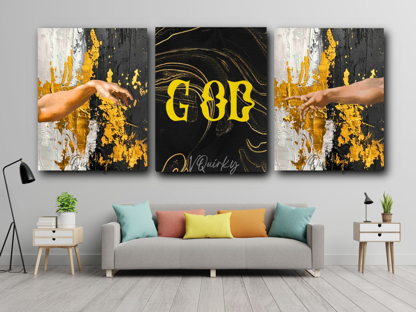 GOD - Set Of 3 Canvas Painting