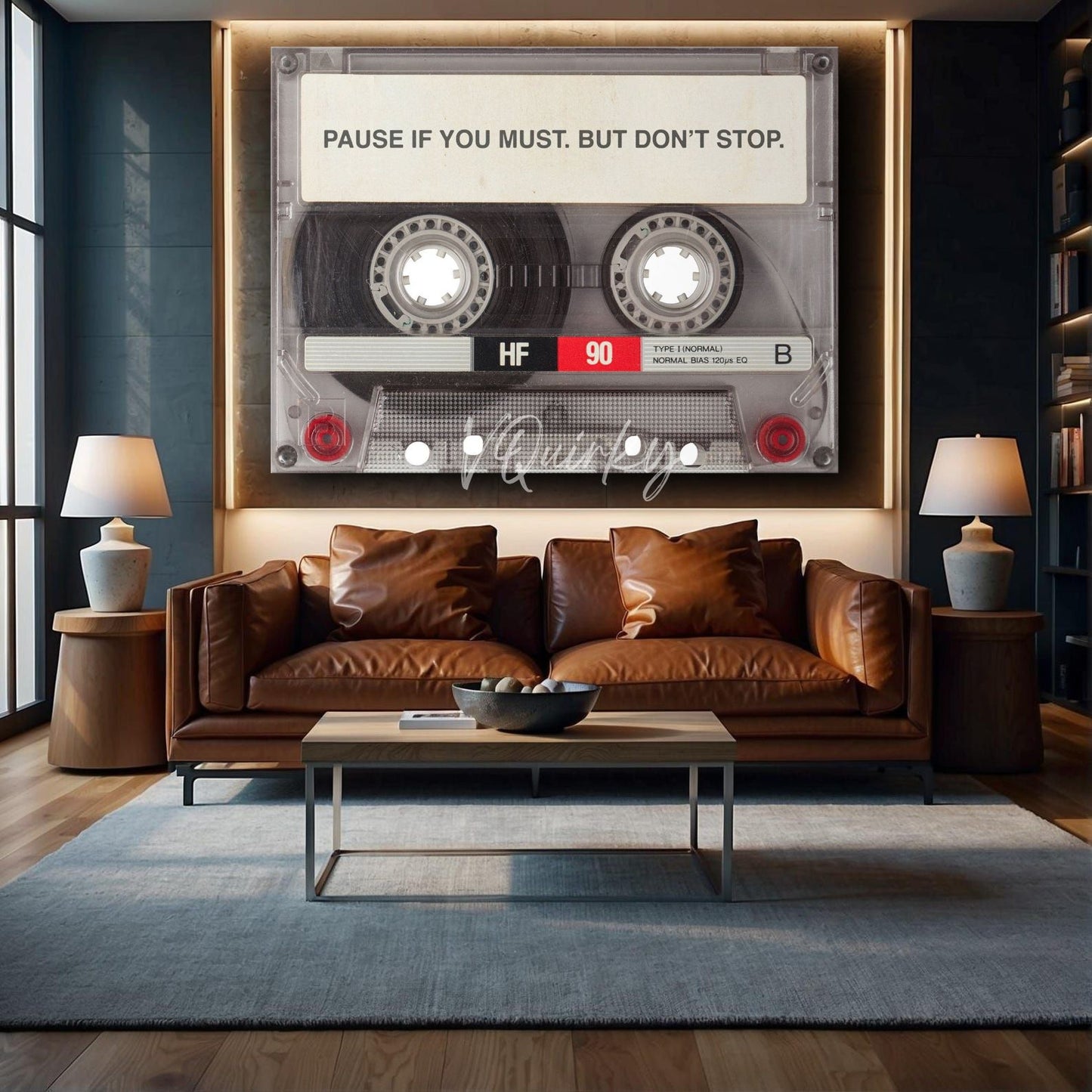 Pause if you Must Cassette Tape Canvas Painting