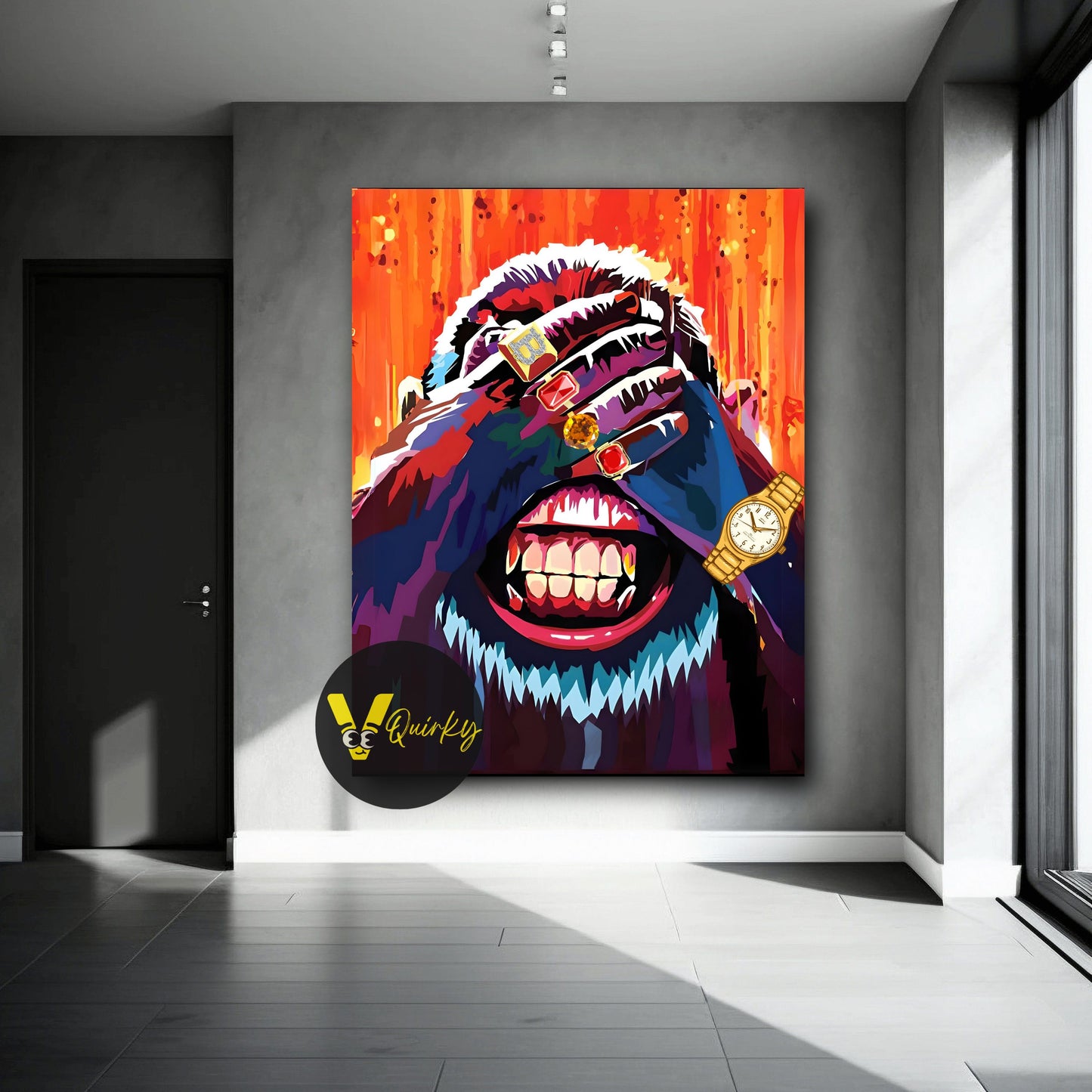See No Evil Colorful Monkey Canvas Painting