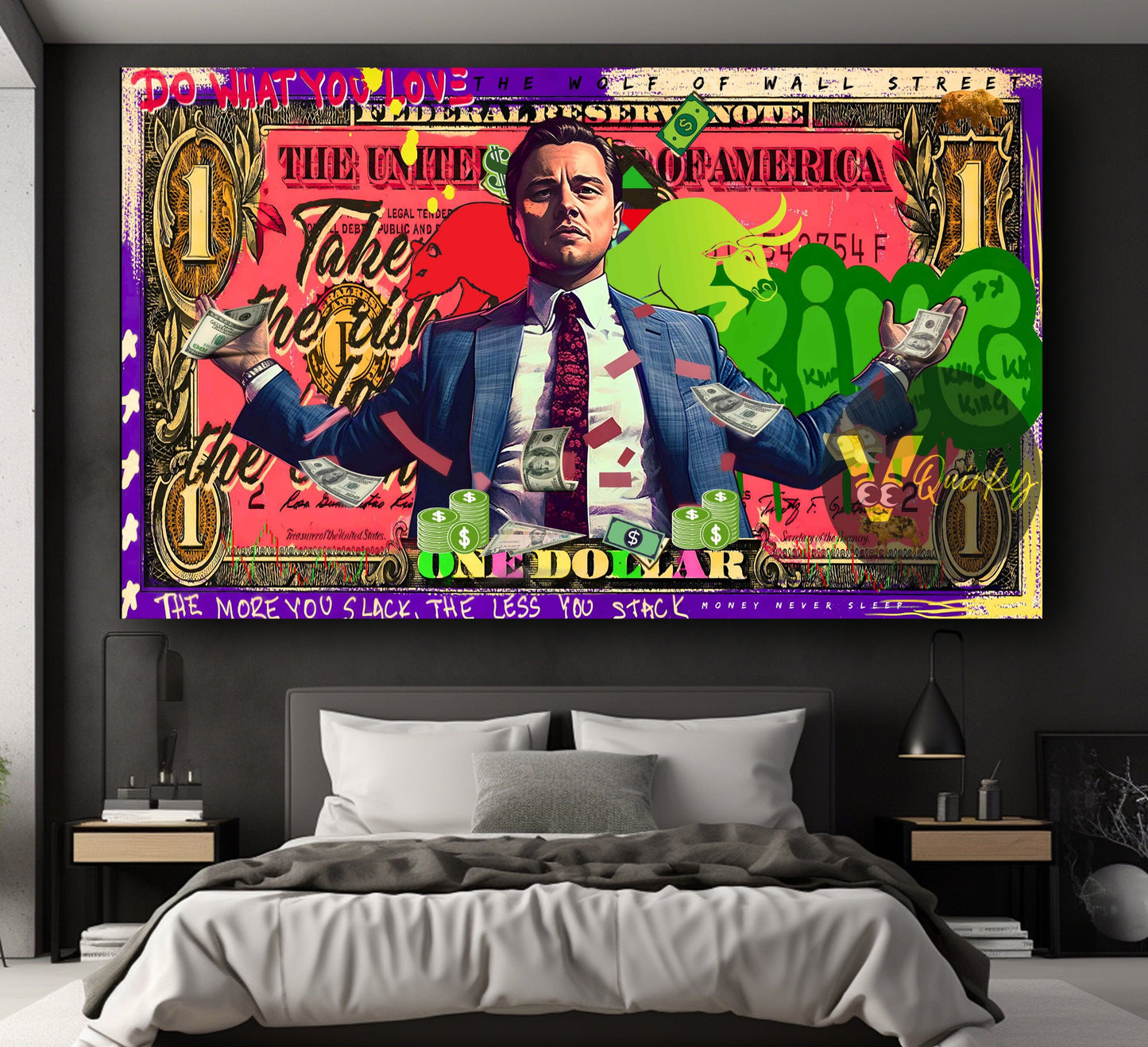 Leonardo Dicaprio 1 Dollar (The Wolf of Wall Street) Canvas Painting