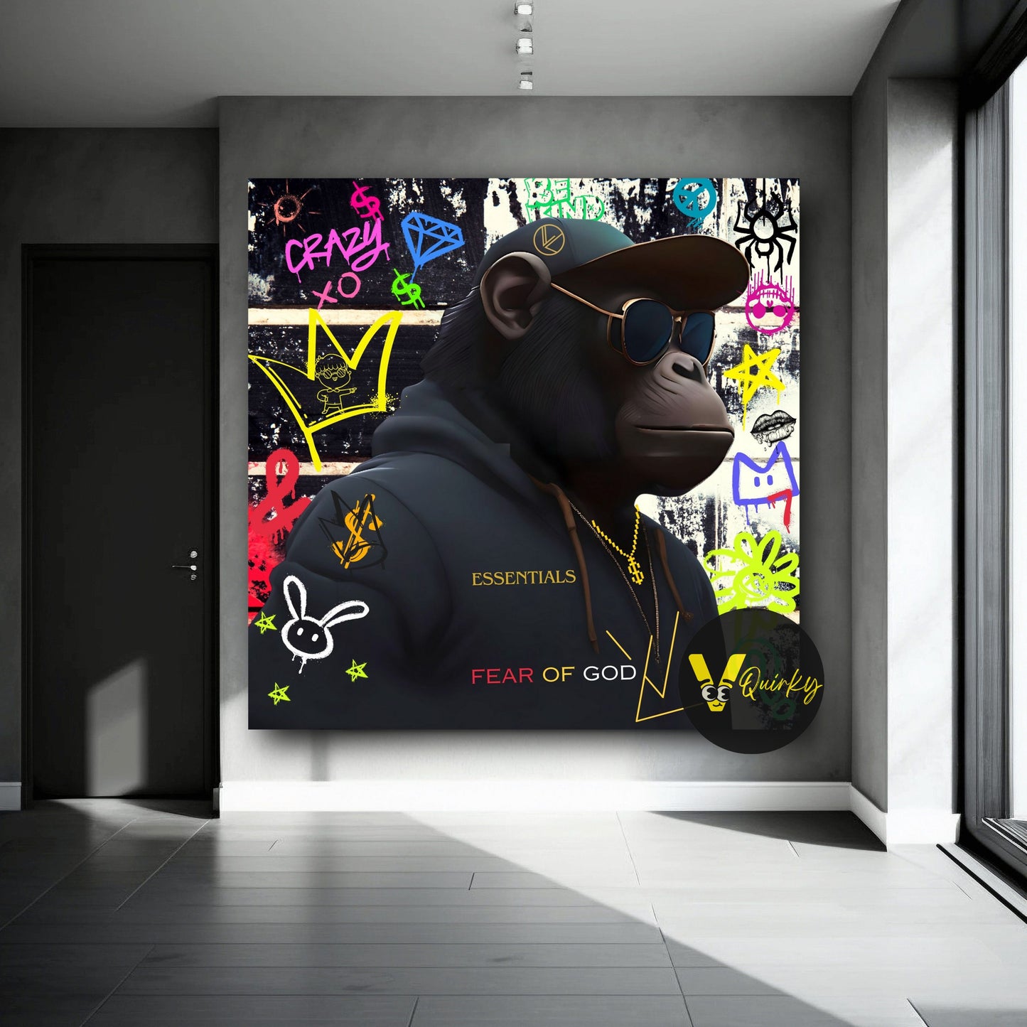 See No Evil Colorful V1 Monkey Canvas Painting