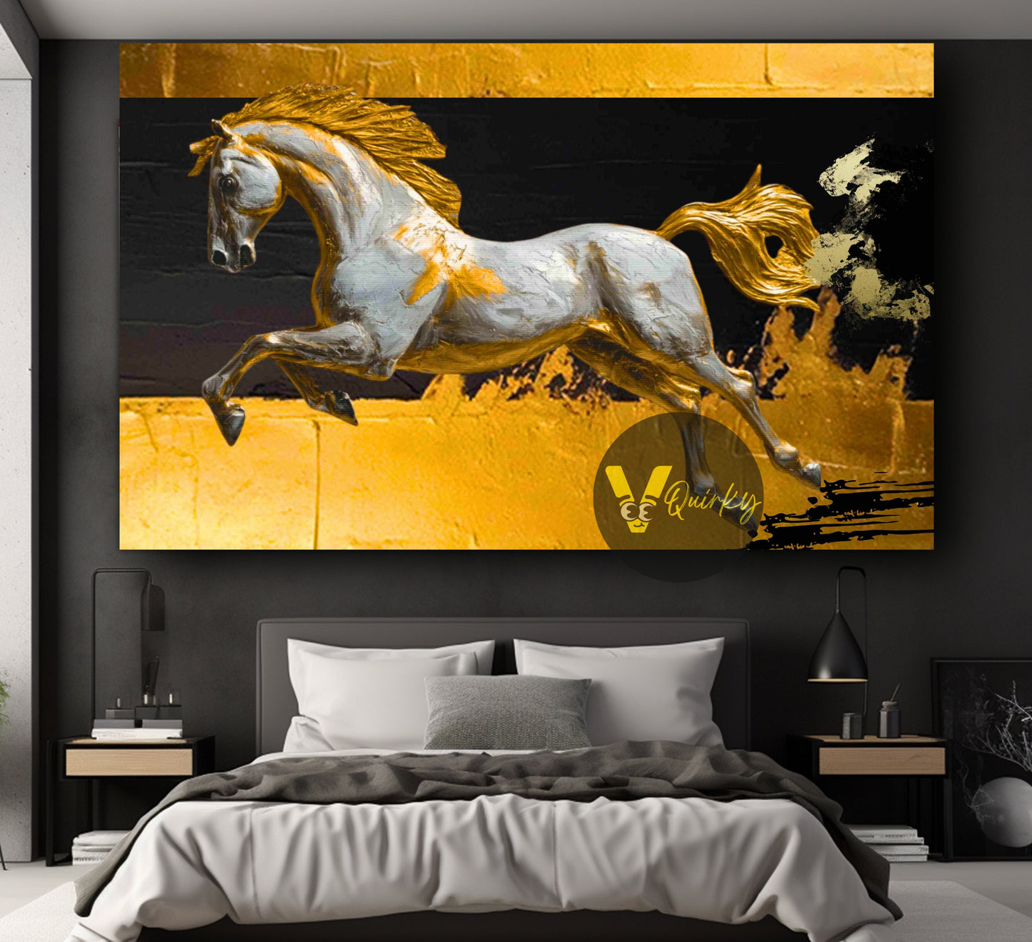 Abstract 3D Art Running Horse Canvas Painting