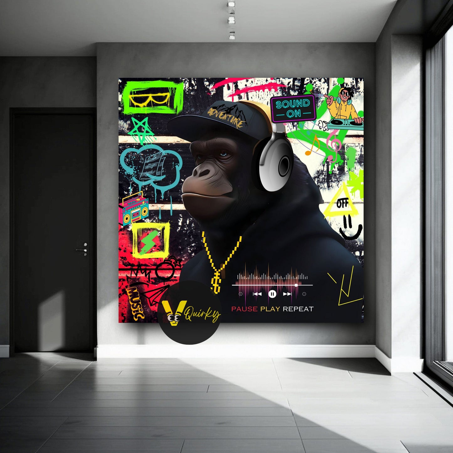 Hear No Evil Colorful Monkey V2 Canvas Painting