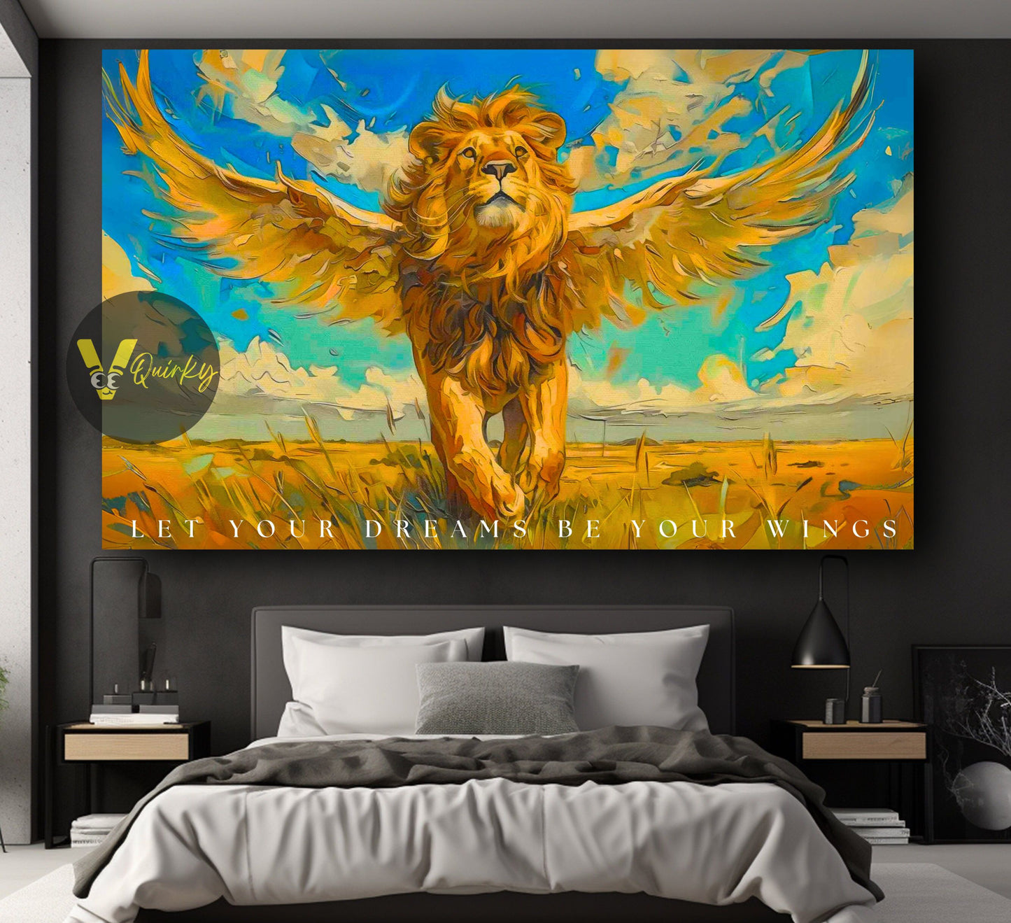 Lion Let Your Dreams Be Yours Wings Canvas Painting