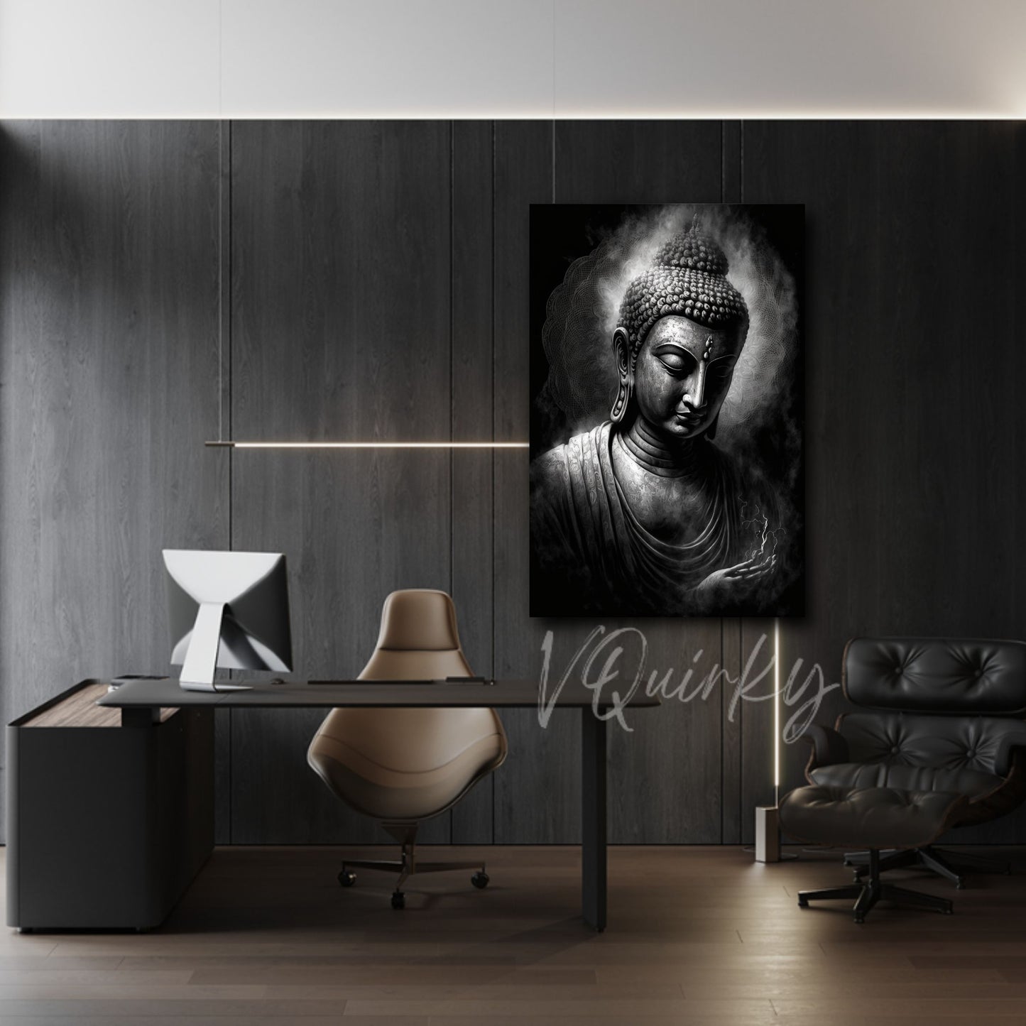 Black & White The Buddha Canvas Painting