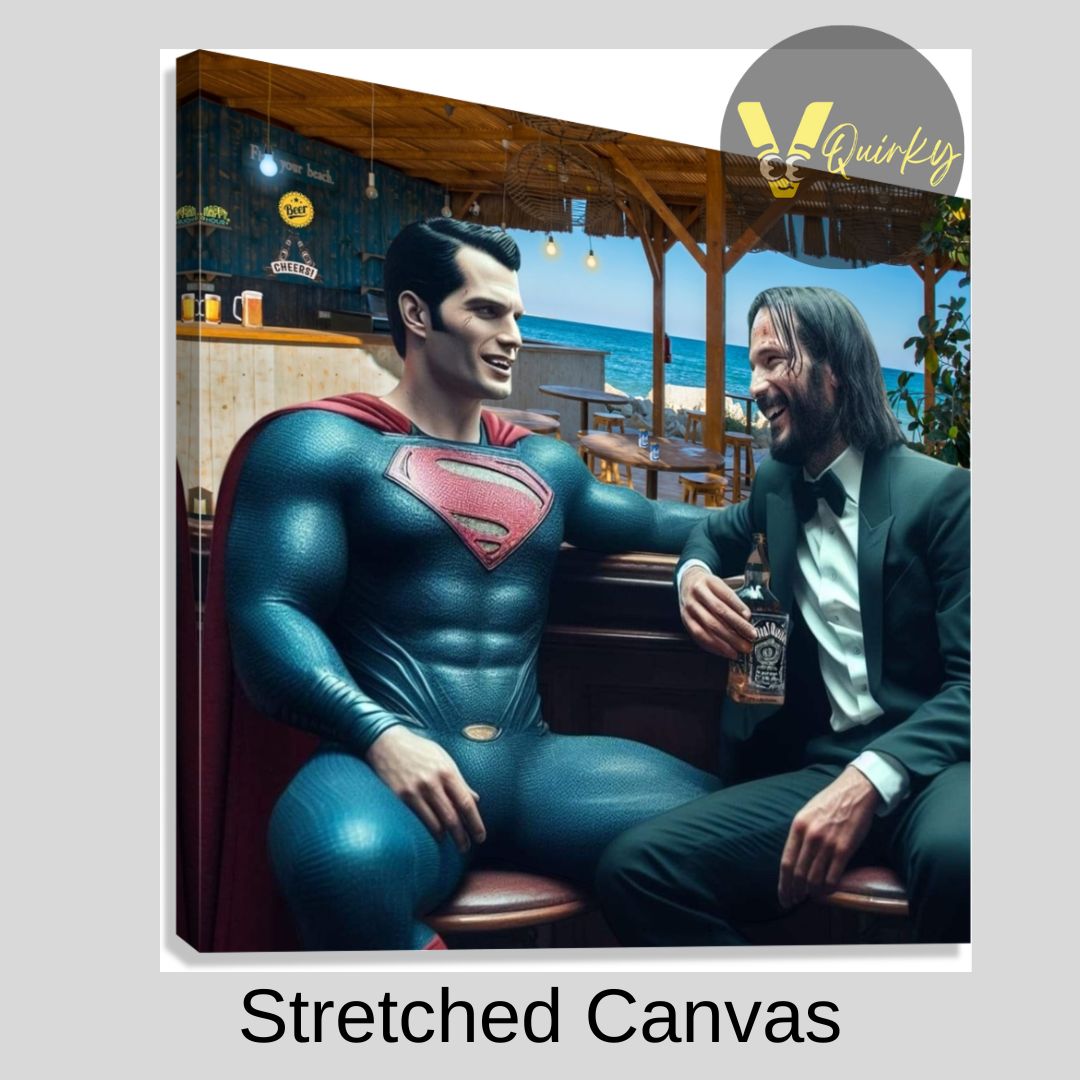 Henry Cavill & Keanu Reeves (Superman with John Wick) Canvas Painting