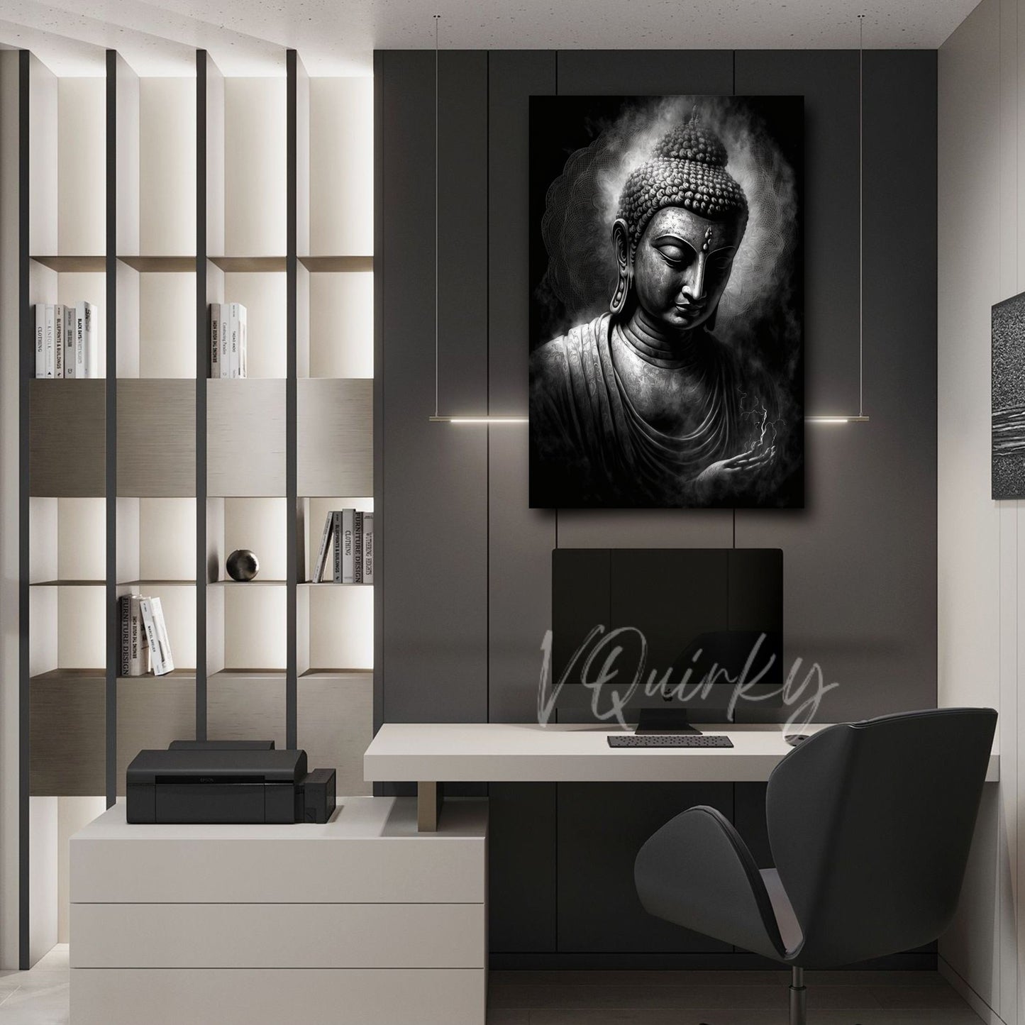 Black & White The Buddha Canvas Painting
