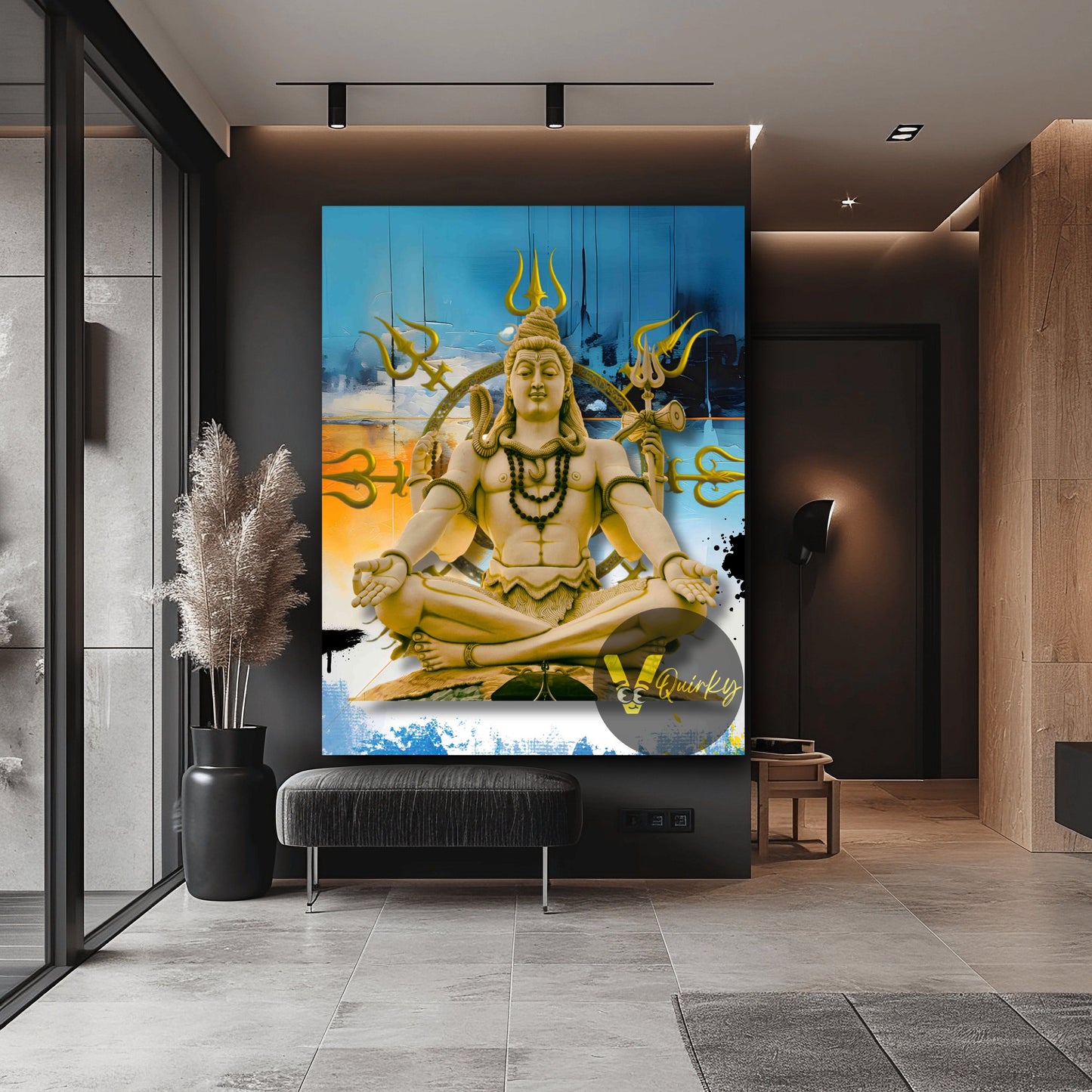 3d Har Har Mahadev (Shiv Ji) Art Canvas Painting