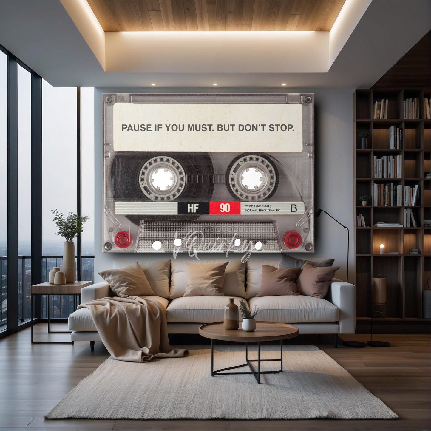 Pause if you Must Cassette Tape Canvas Painting