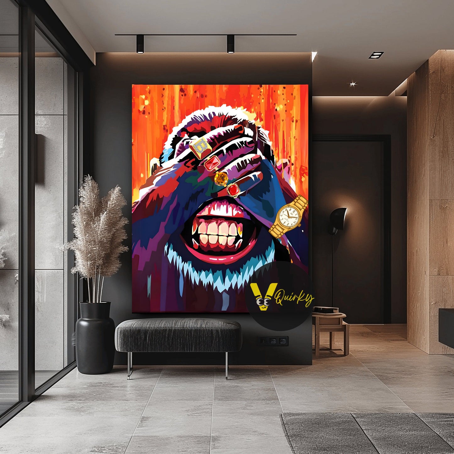 See No Evil Colorful Monkey Canvas Painting