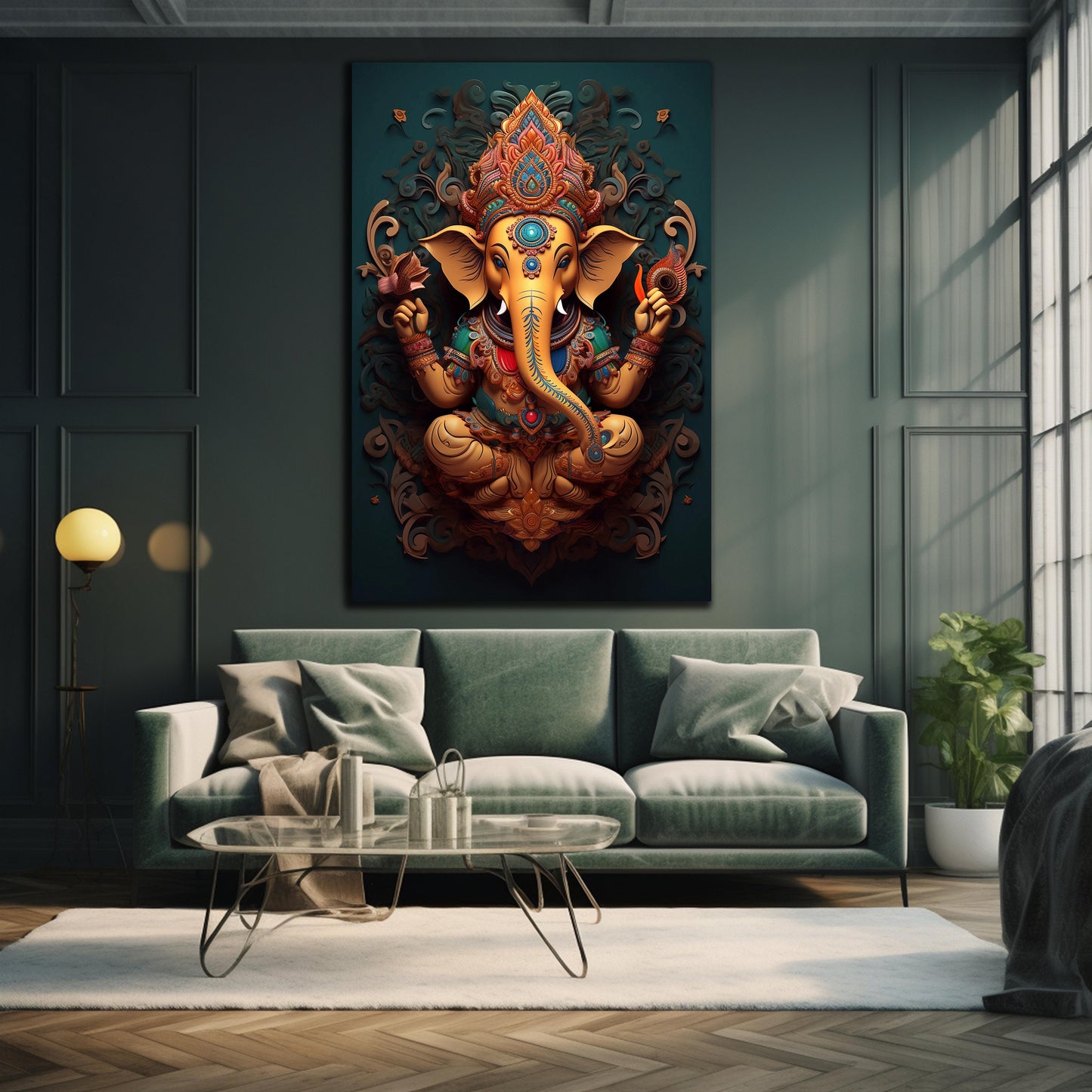 3d Ganesh Ji Art Canvas Painting