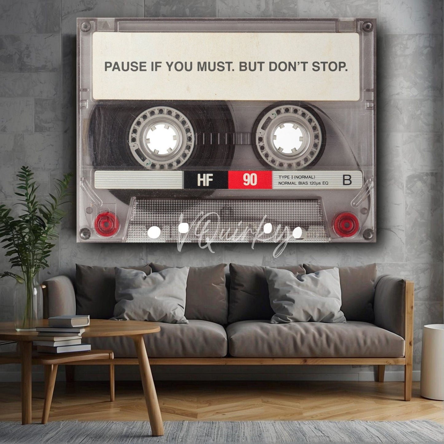 Pause if you Must Cassette Tape Canvas Painting