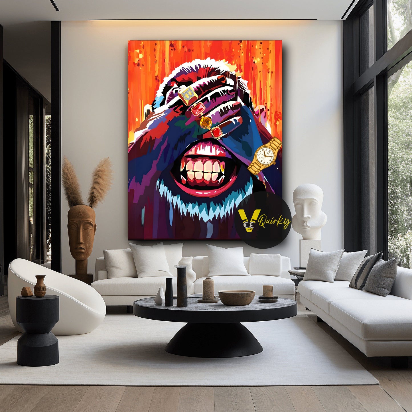 See No Evil Colorful Monkey Canvas Painting