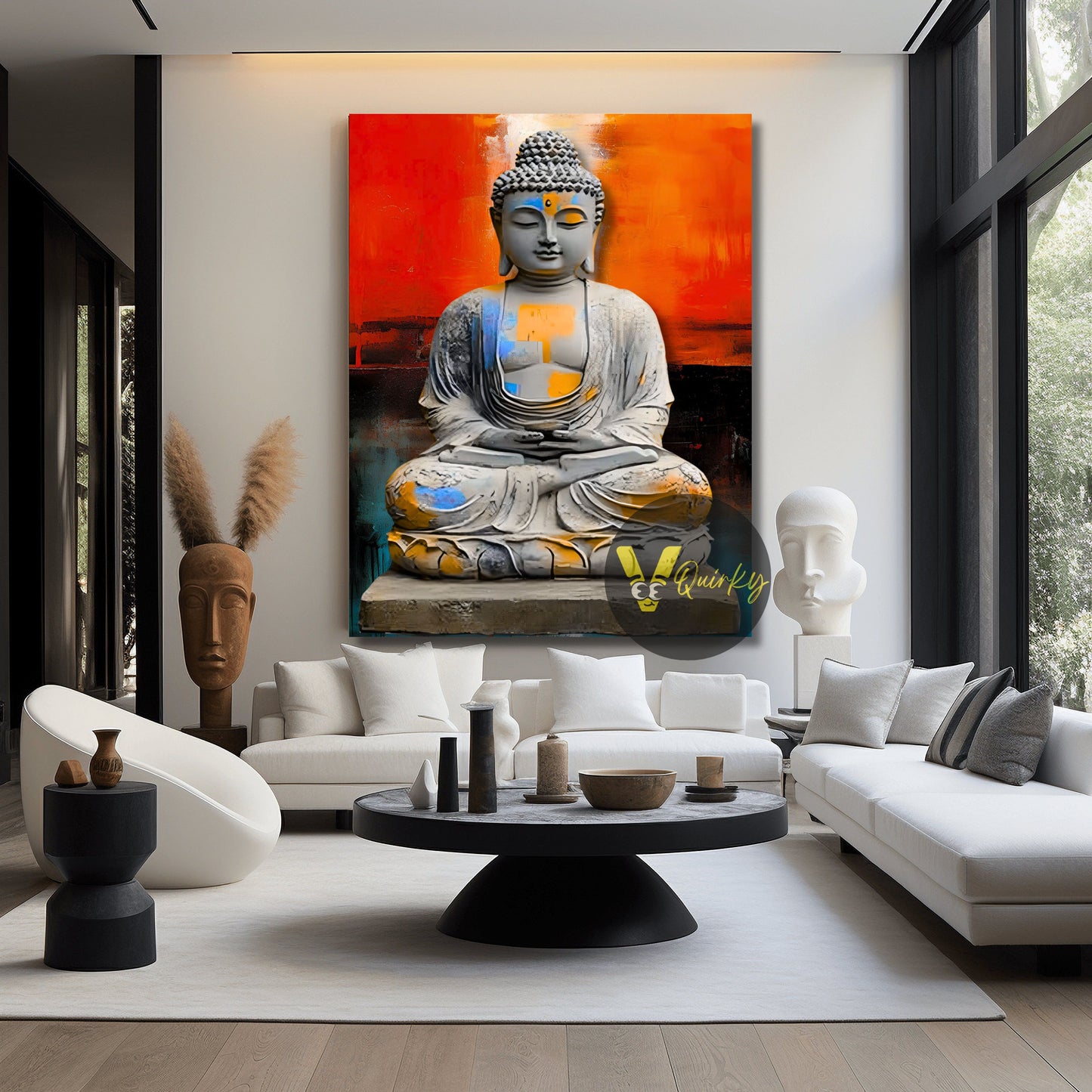 The Buddha Colorful Abstract 3d Art V2 Canvas Painting