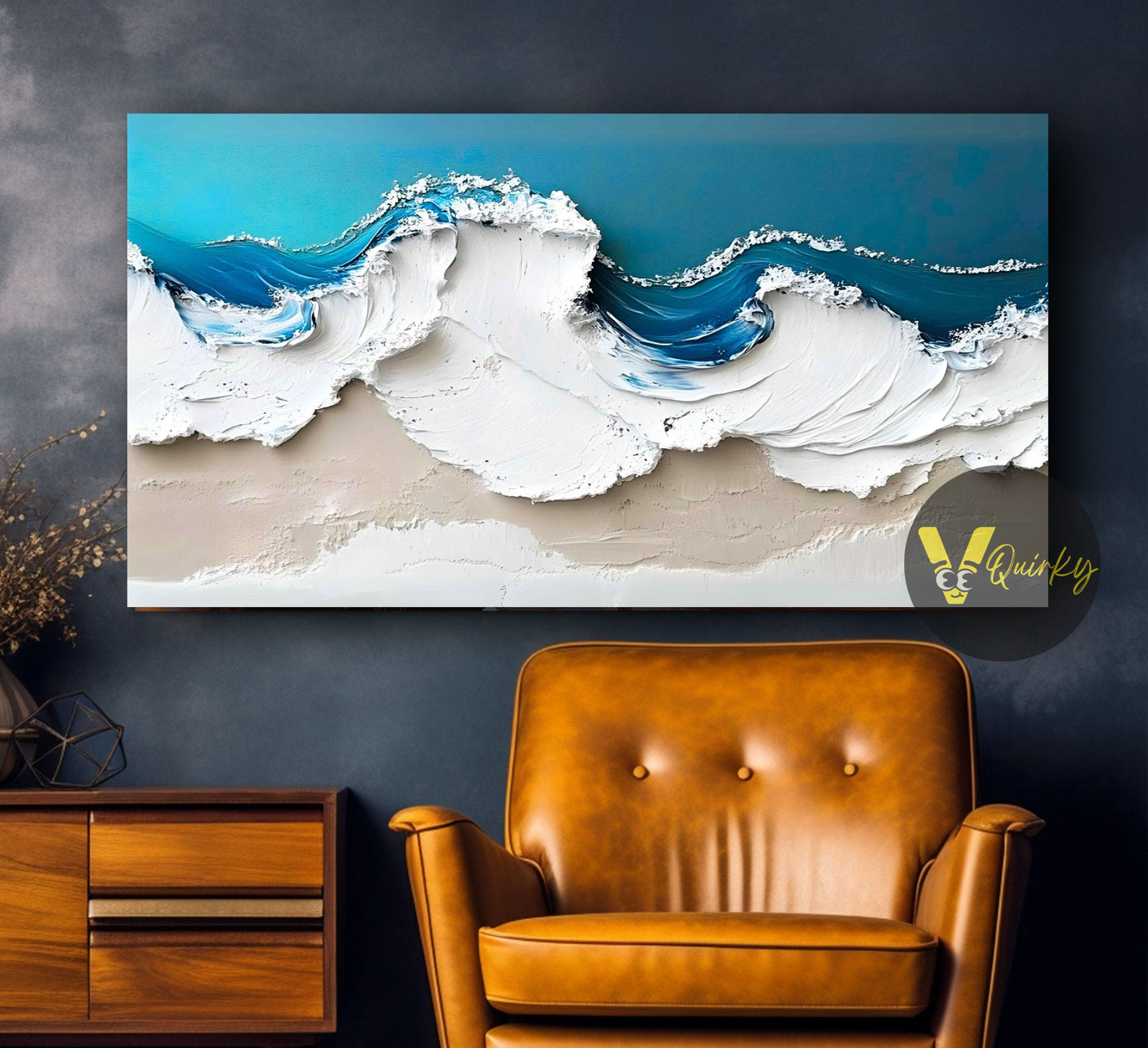 Abstract 3d Ocean Waves Nature Canvas Painting