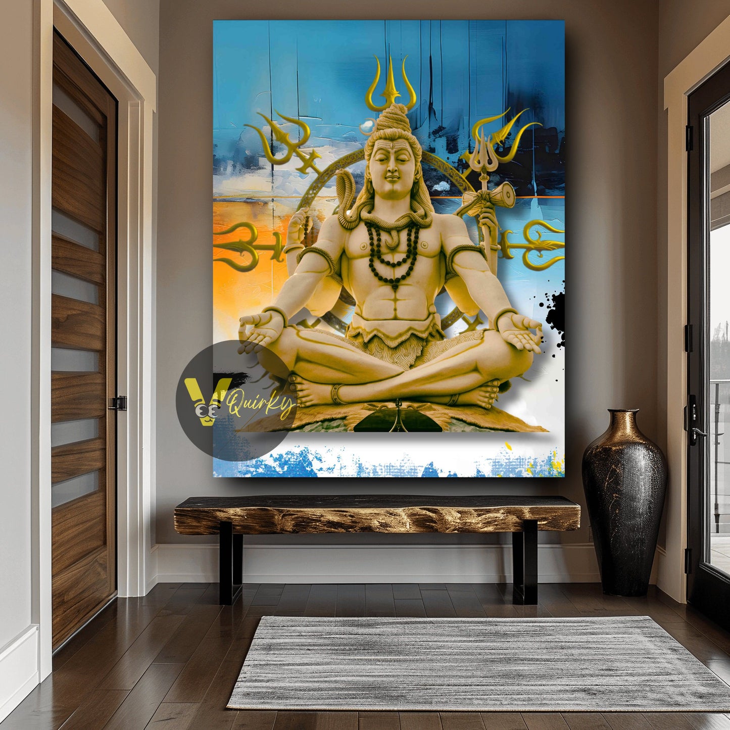 3d Har Har Mahadev (Shiv Ji) Art Canvas Painting