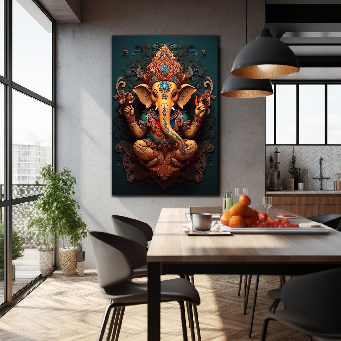 3d Ganesh Ji Art Canvas Painting
