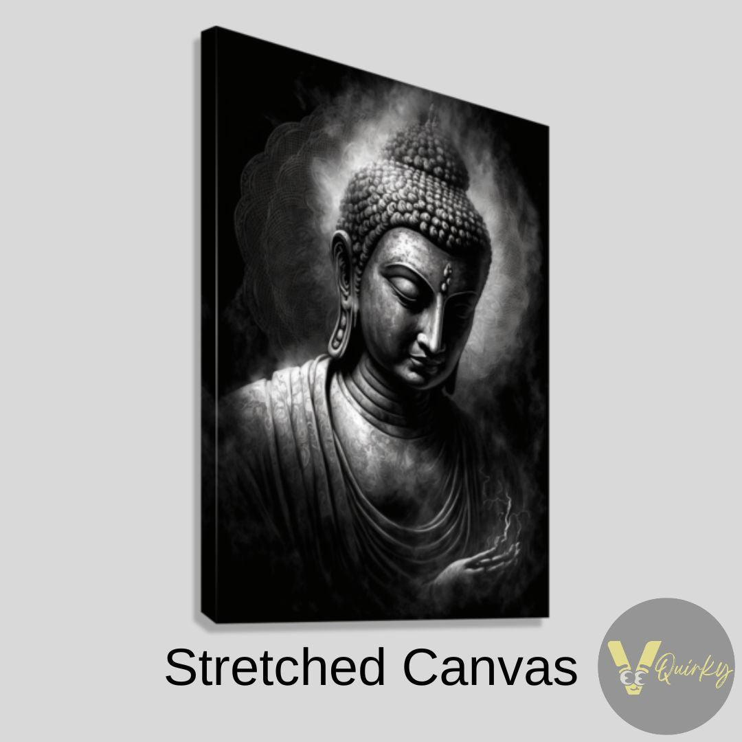 Black & White The Buddha Canvas Painting