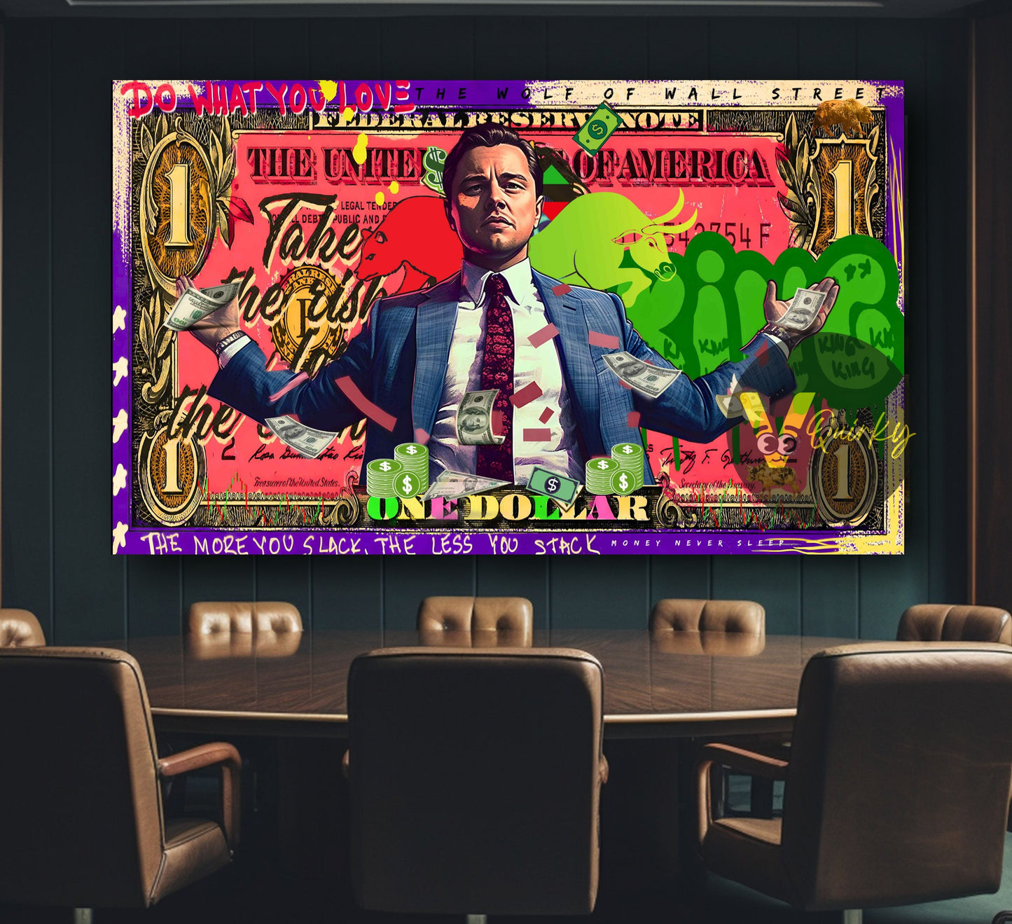 Leonardo Dicaprio 1 Dollar (The Wolf of Wall Street) Canvas Painting