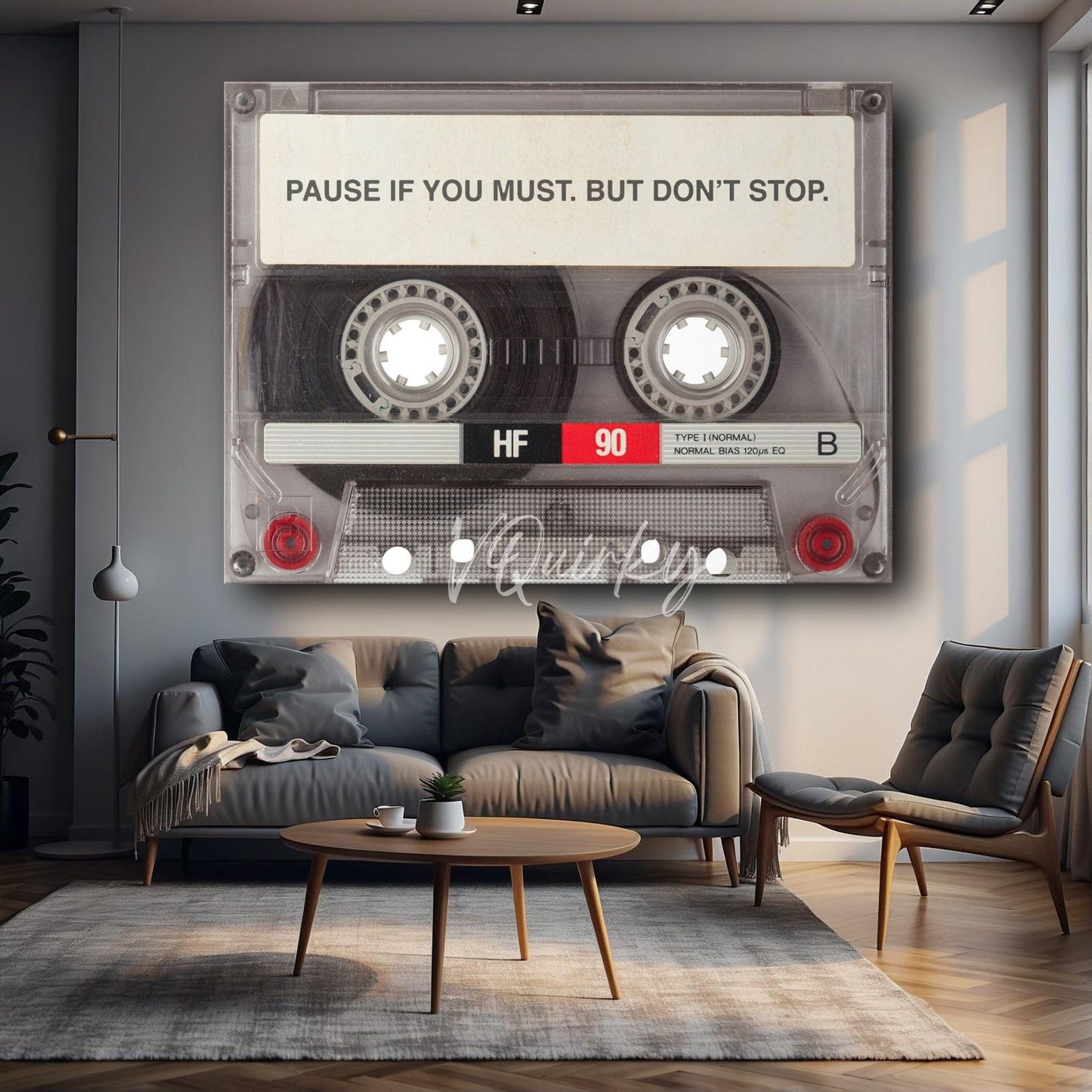 Pause if you Must Cassette Tape Canvas Painting