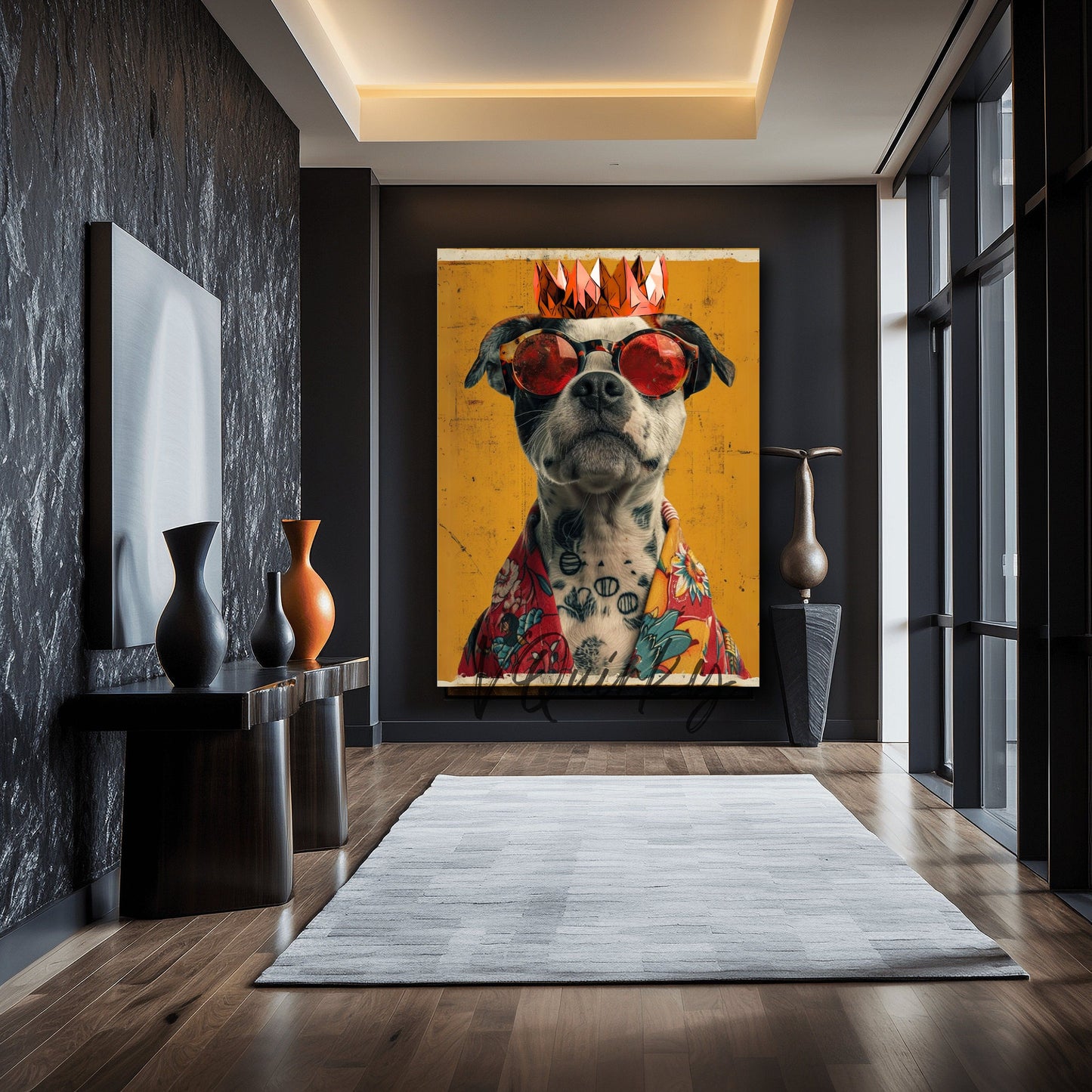 King Rocky Dog Canvas Painting