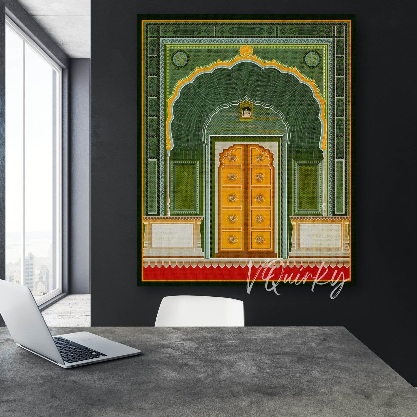 Jaipur Green Door Canvas Painting
