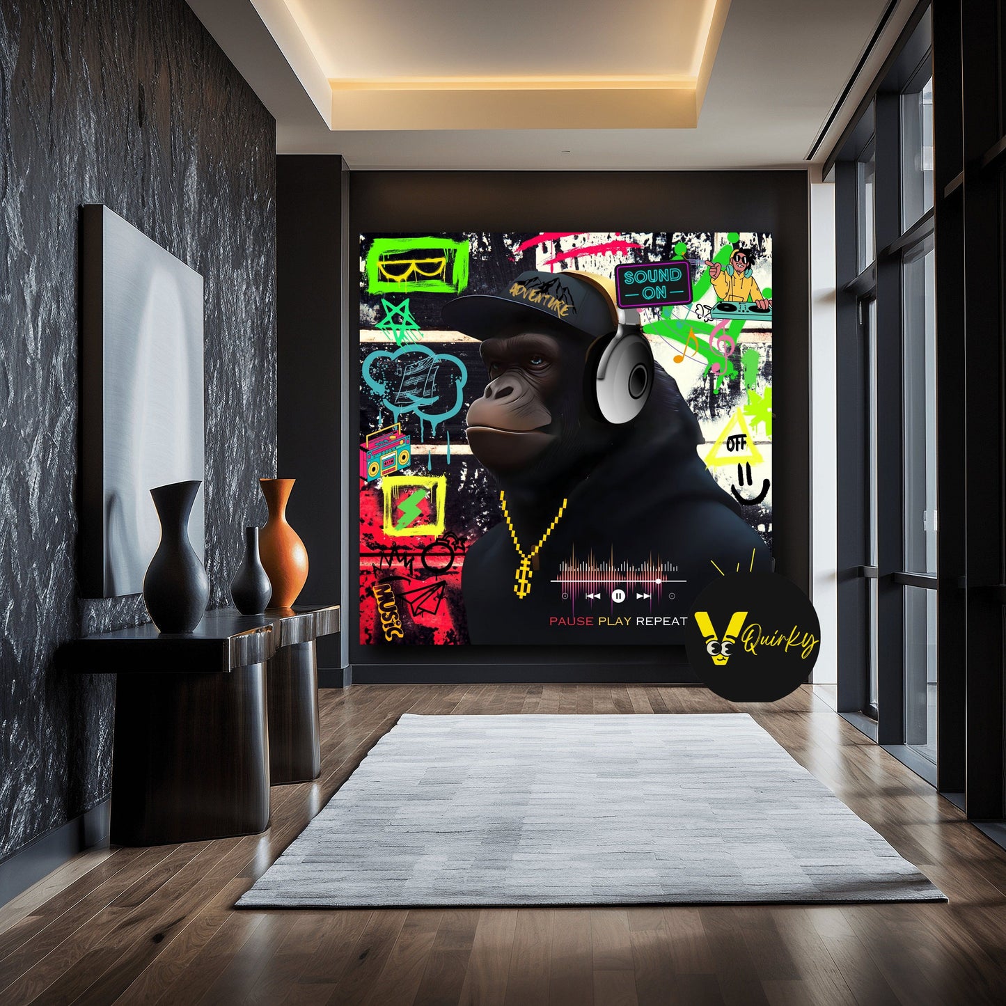 Hear No Evil Colorful Monkey V2 Canvas Painting
