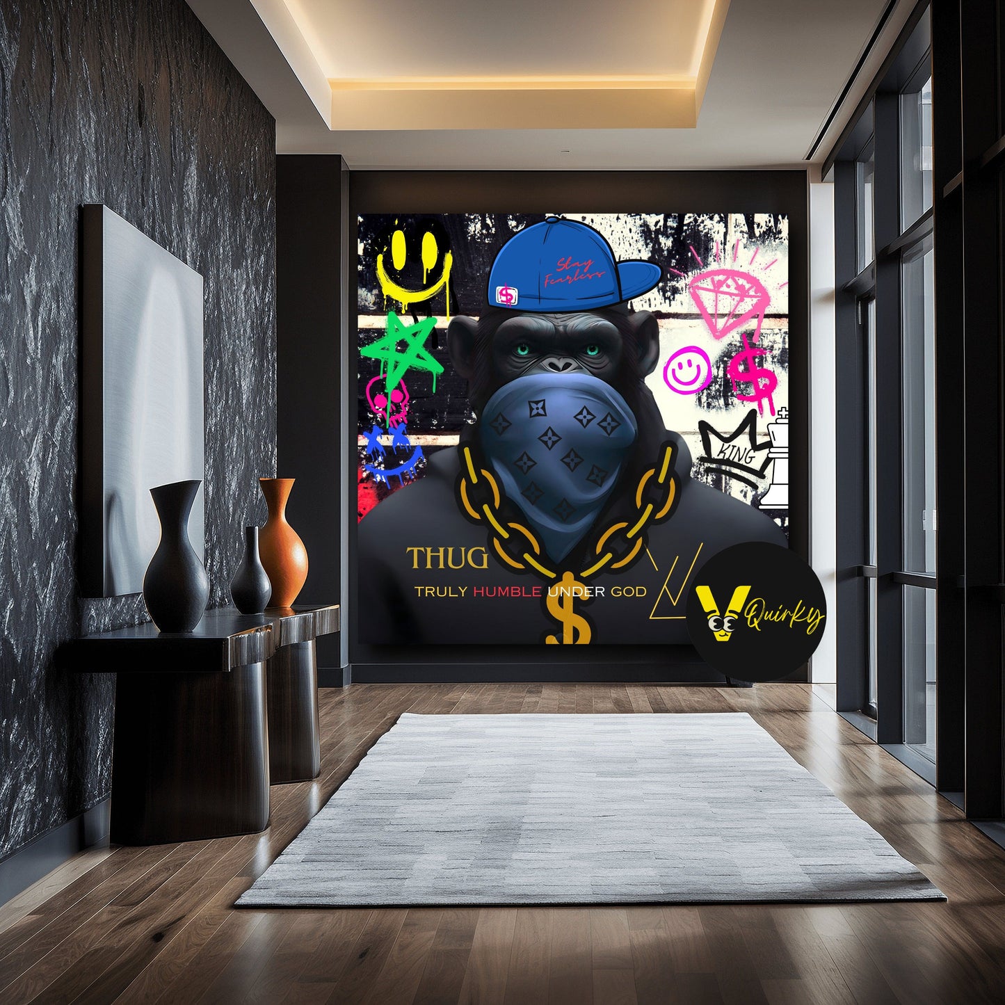 Speak No Evil Colorful V1 Monkey Canvas Painting