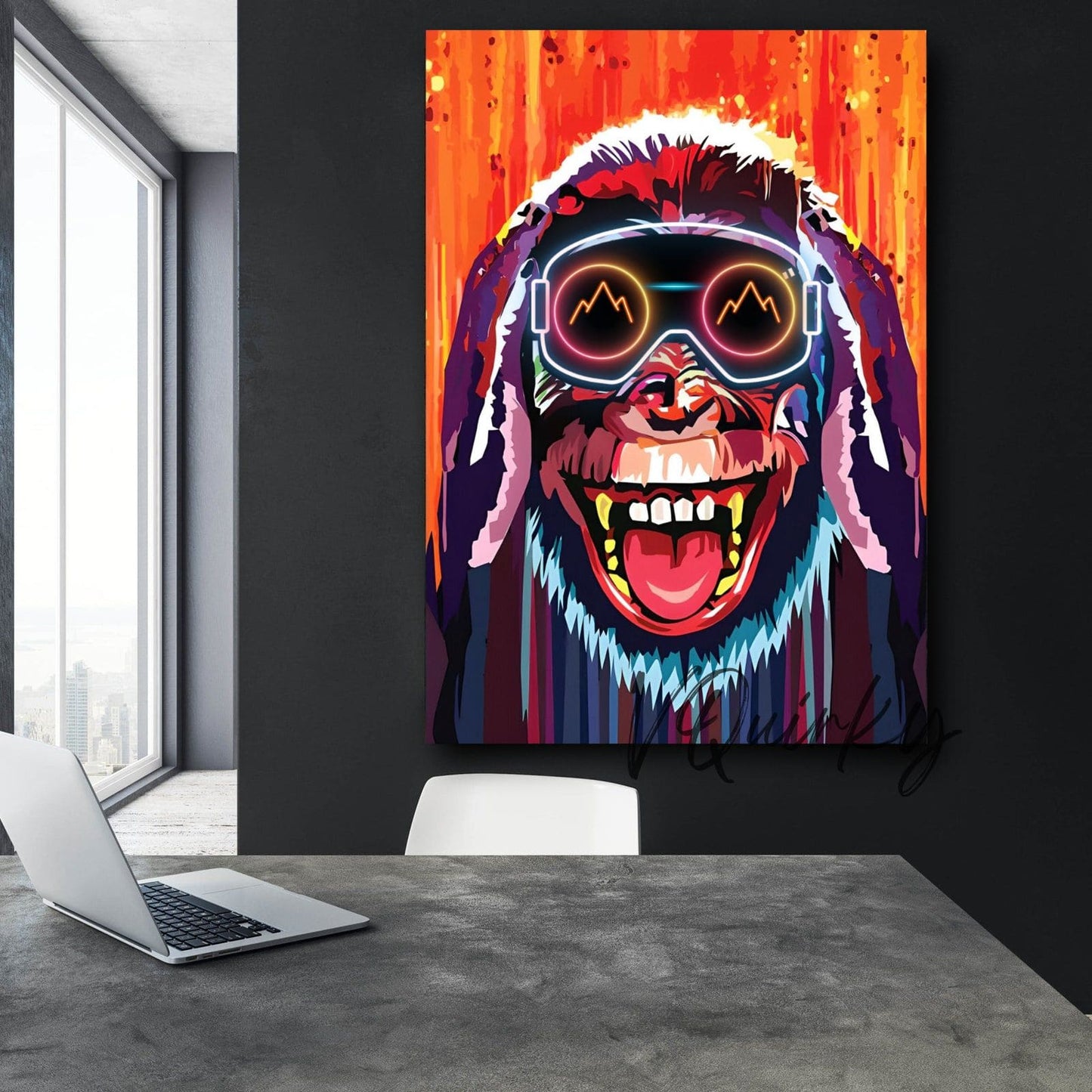Hear No Evil Colorful Monkey Canvas Painting