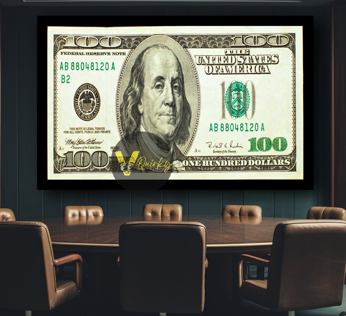 Vintage 100 Dollars Canvas Painting