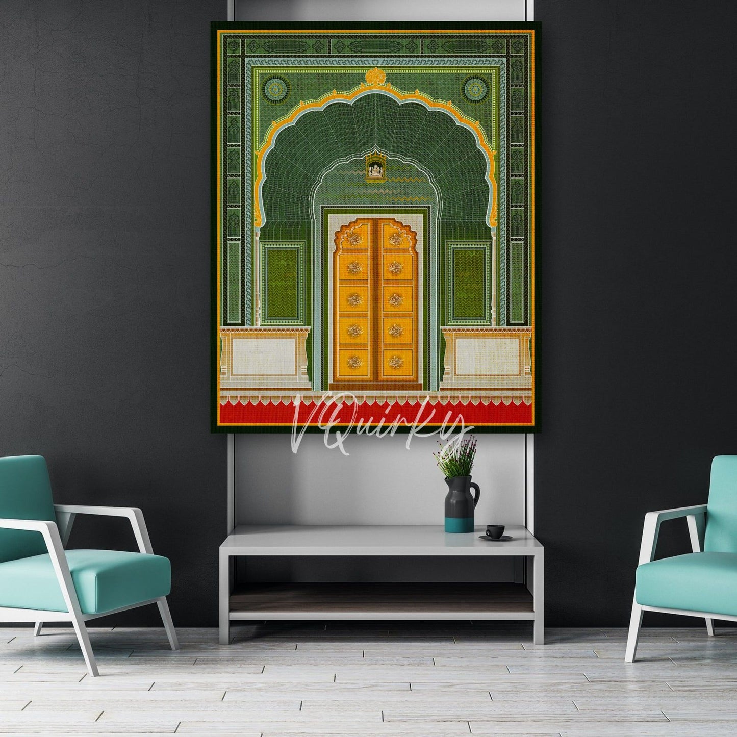 Jaipur Green Door Canvas Painting