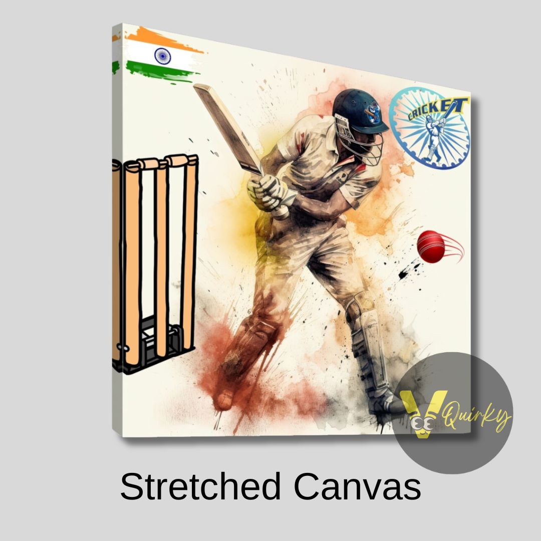 Indian Cricket Player Batting Canvas Painting