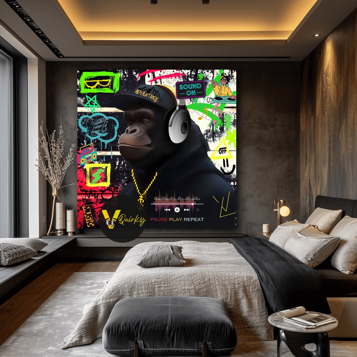 Hear No Evil Colorful Monkey V2 Canvas Painting