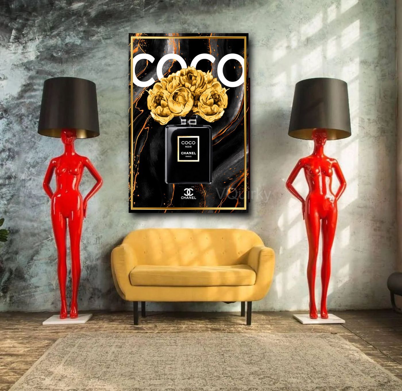 Golden COCO Chanel Canvas Painting