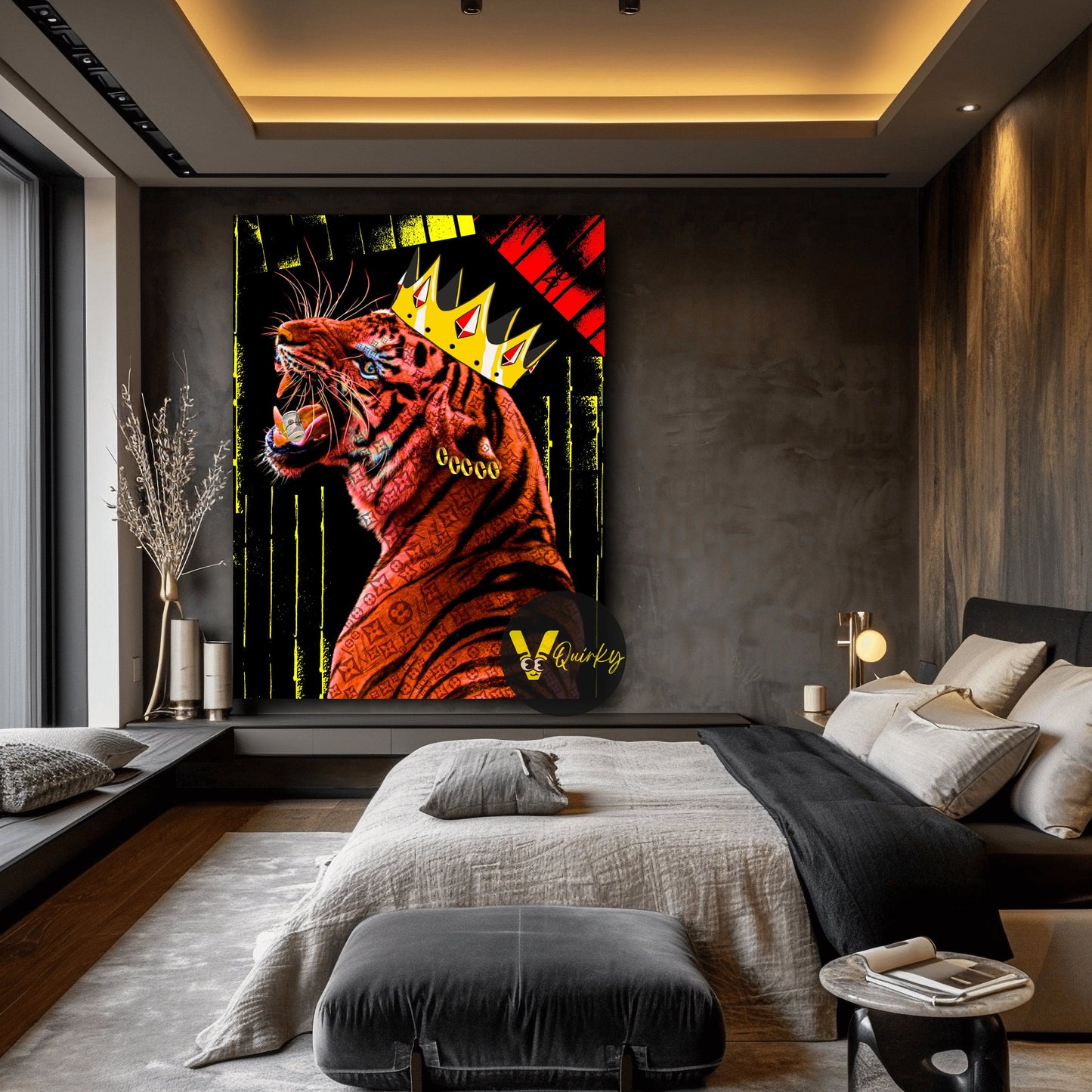 Money Mafia King Tiger Canvas Painting