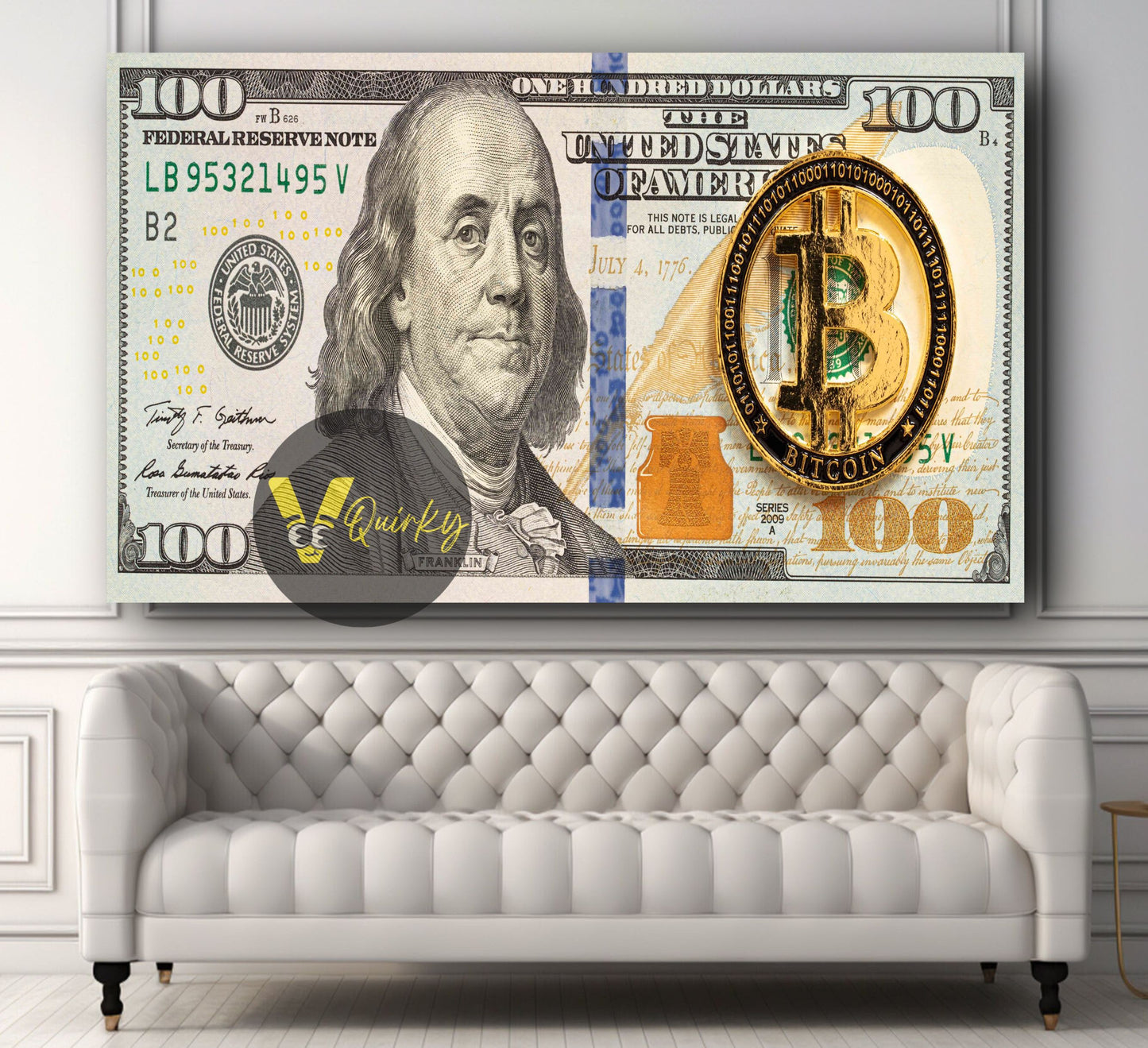 100 Dollars Canvas Painting