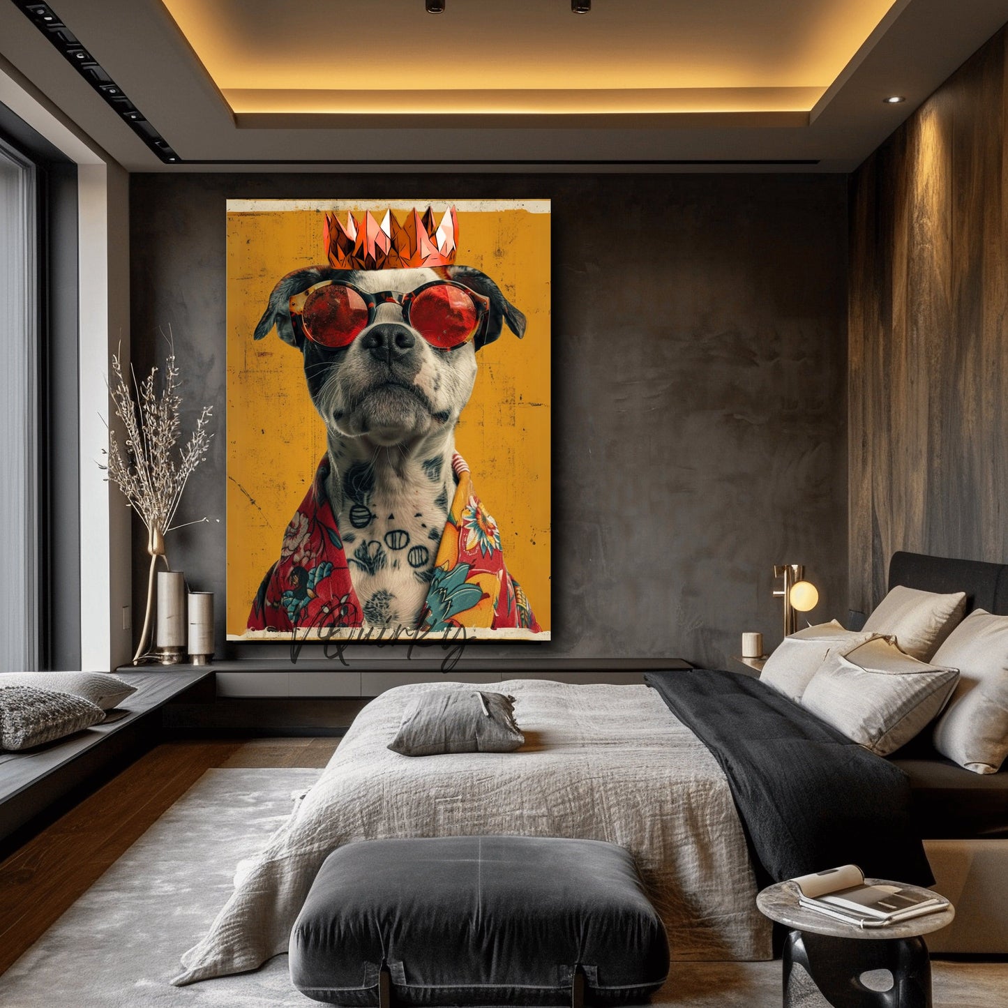 King Rocky Dog Canvas Painting