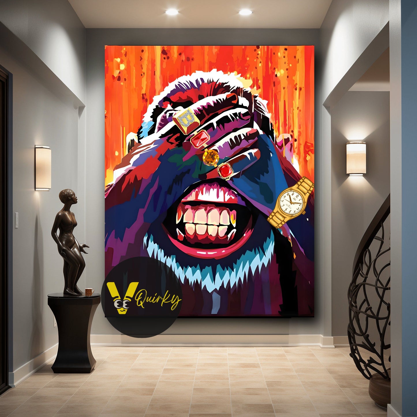 See No Evil Colorful Monkey Canvas Painting