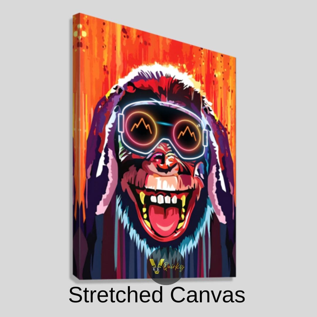 Hear No Evil Colorful Monkey Canvas Painting