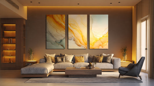 wall decor ideas for empty wall with canvas paintings